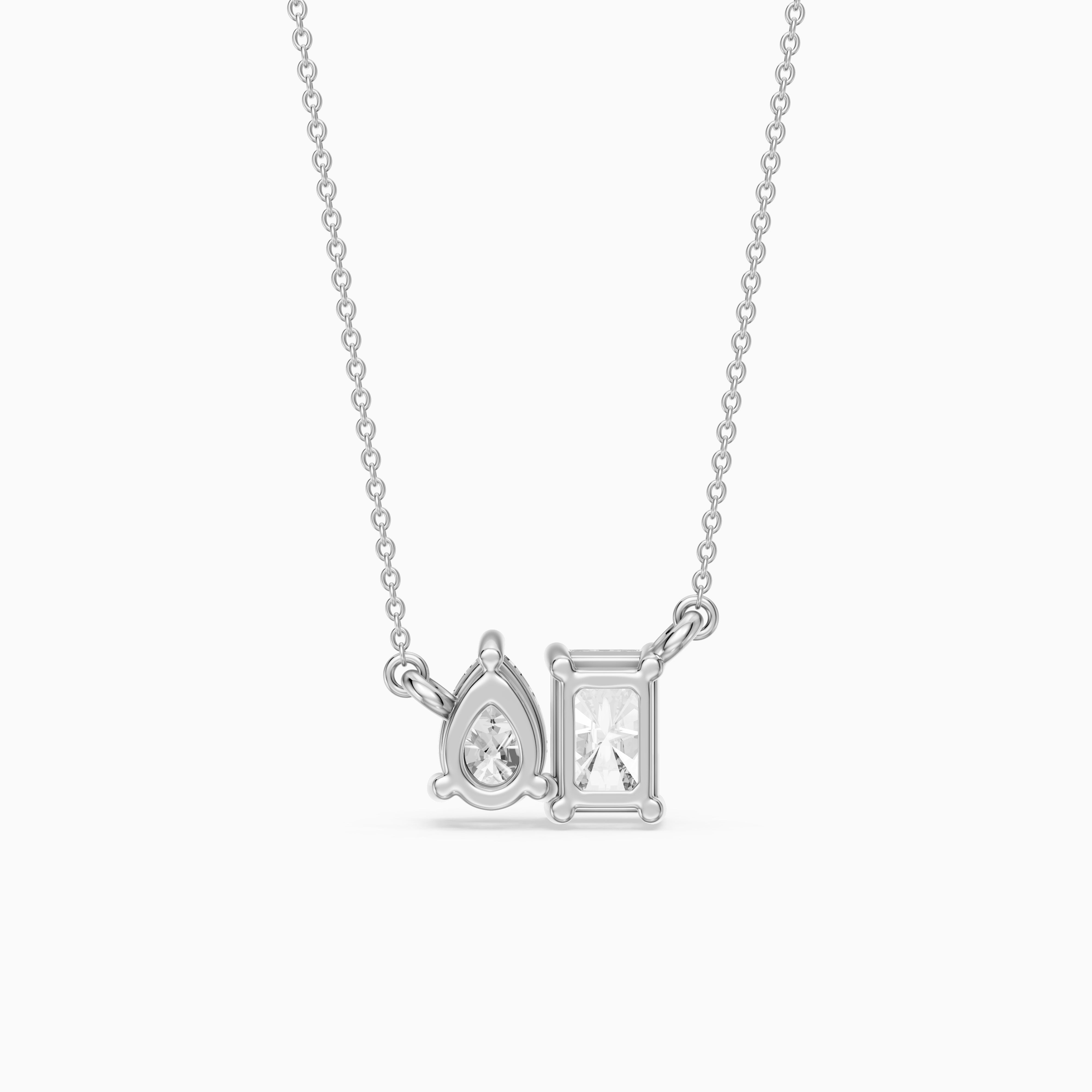 Anaya Radiant and Pear Lab Grown Diamond Toi et Moi Pendant