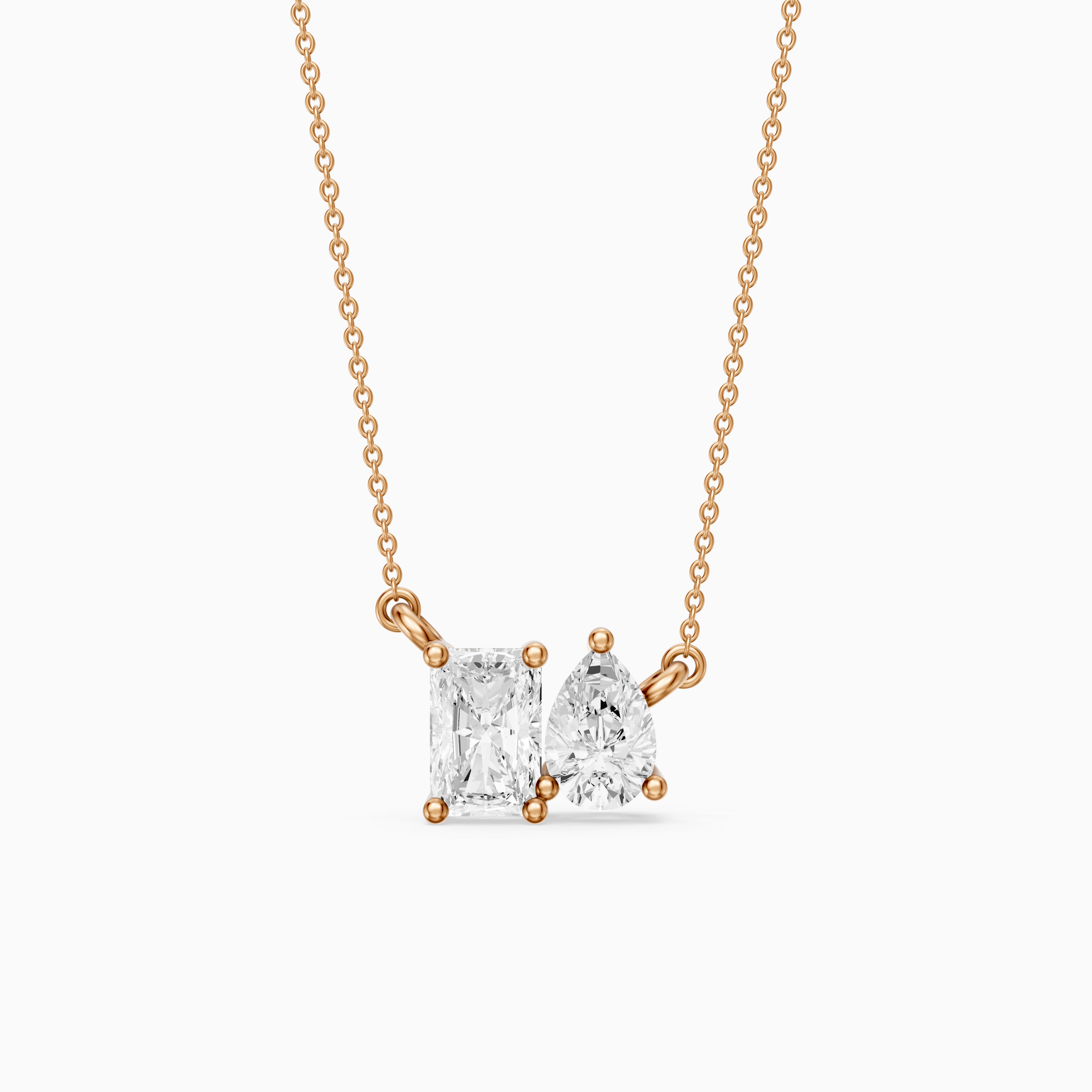 Anaya Radiant and Pear Lab Grown Diamond Toi et Moi Pendant