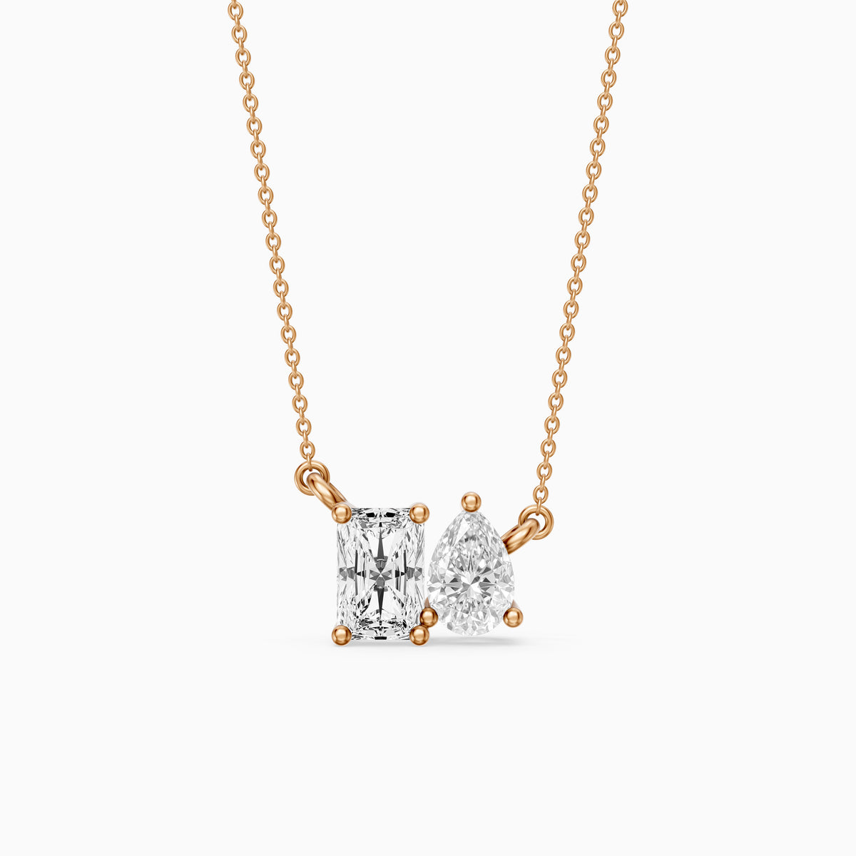 Anaya Radiant and Pear Lab Grown Diamond Toi et Moi Pendant