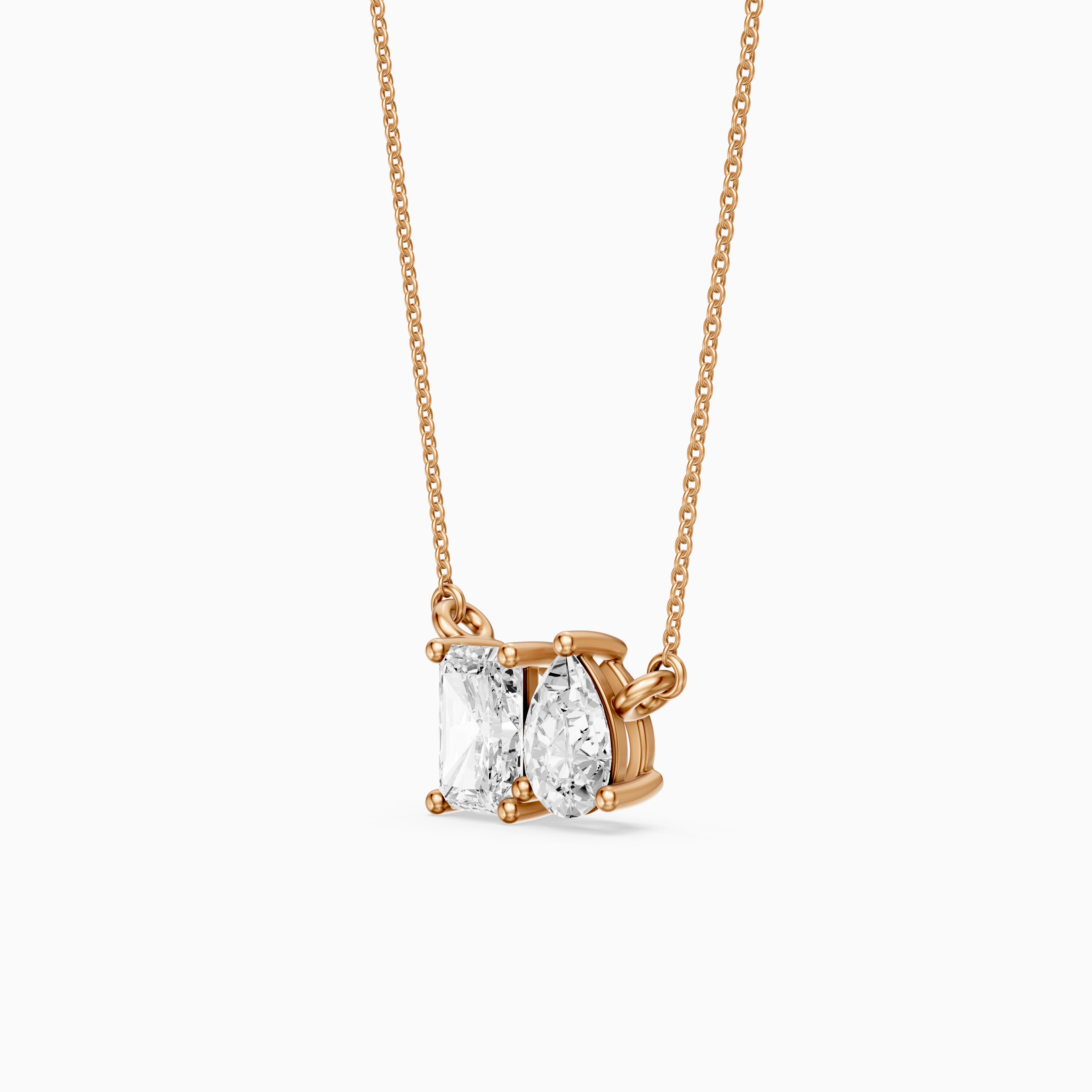Anaya Radiant and Pear Lab Grown Diamond Toi et Moi Pendant