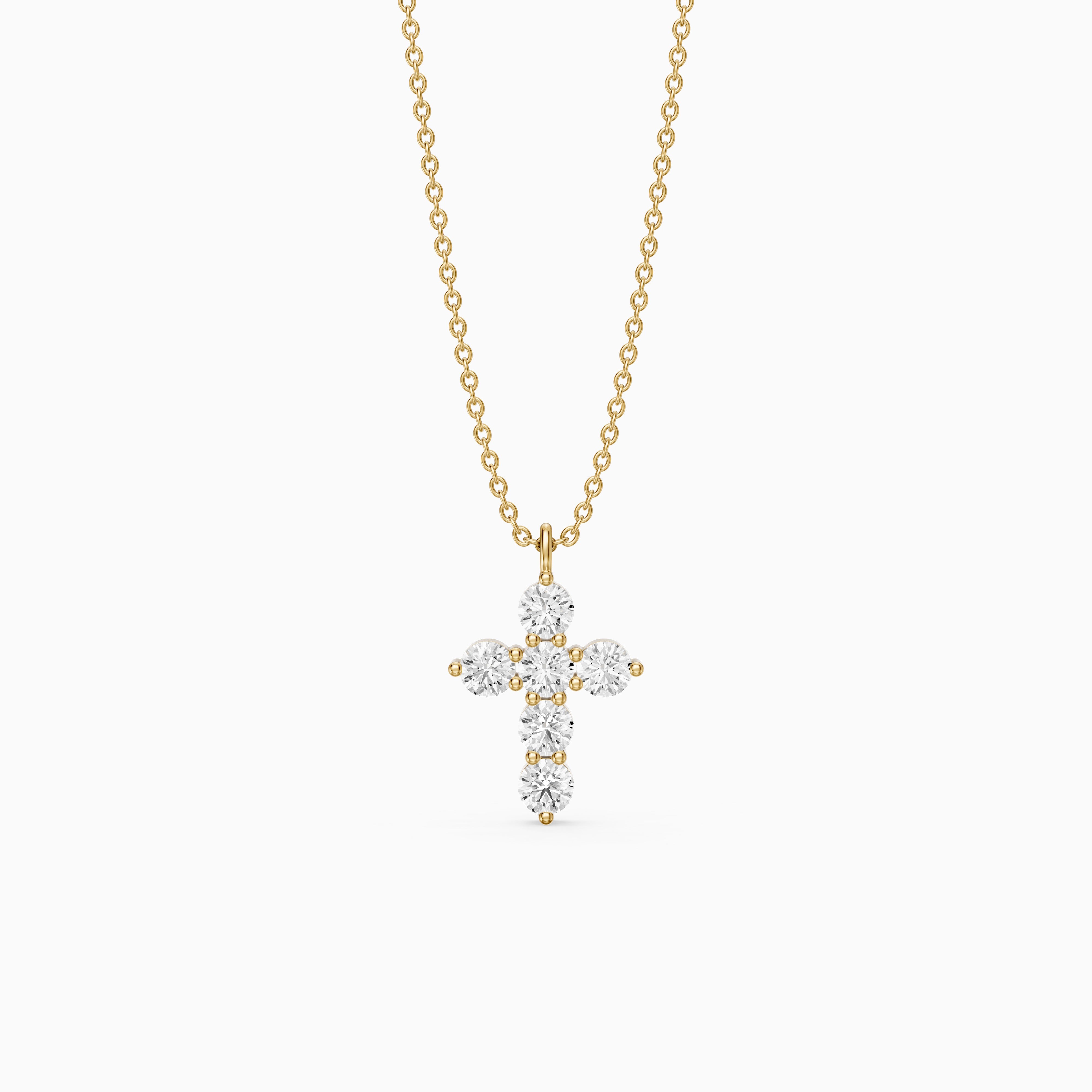 Aisha Cross Round Lab Grown Diamond Pendant