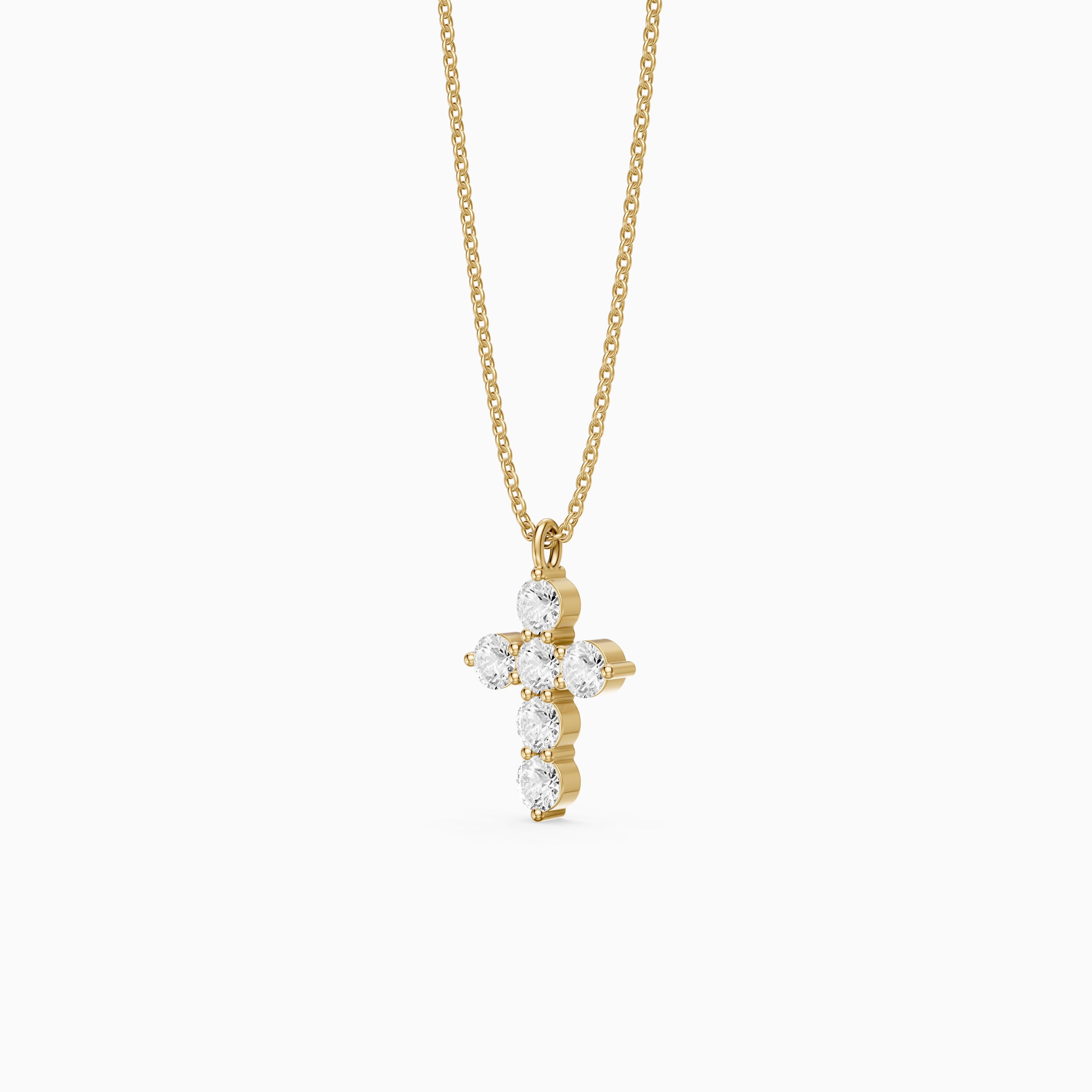 Aisha Cross Round Lab Grown Diamond Pendant
