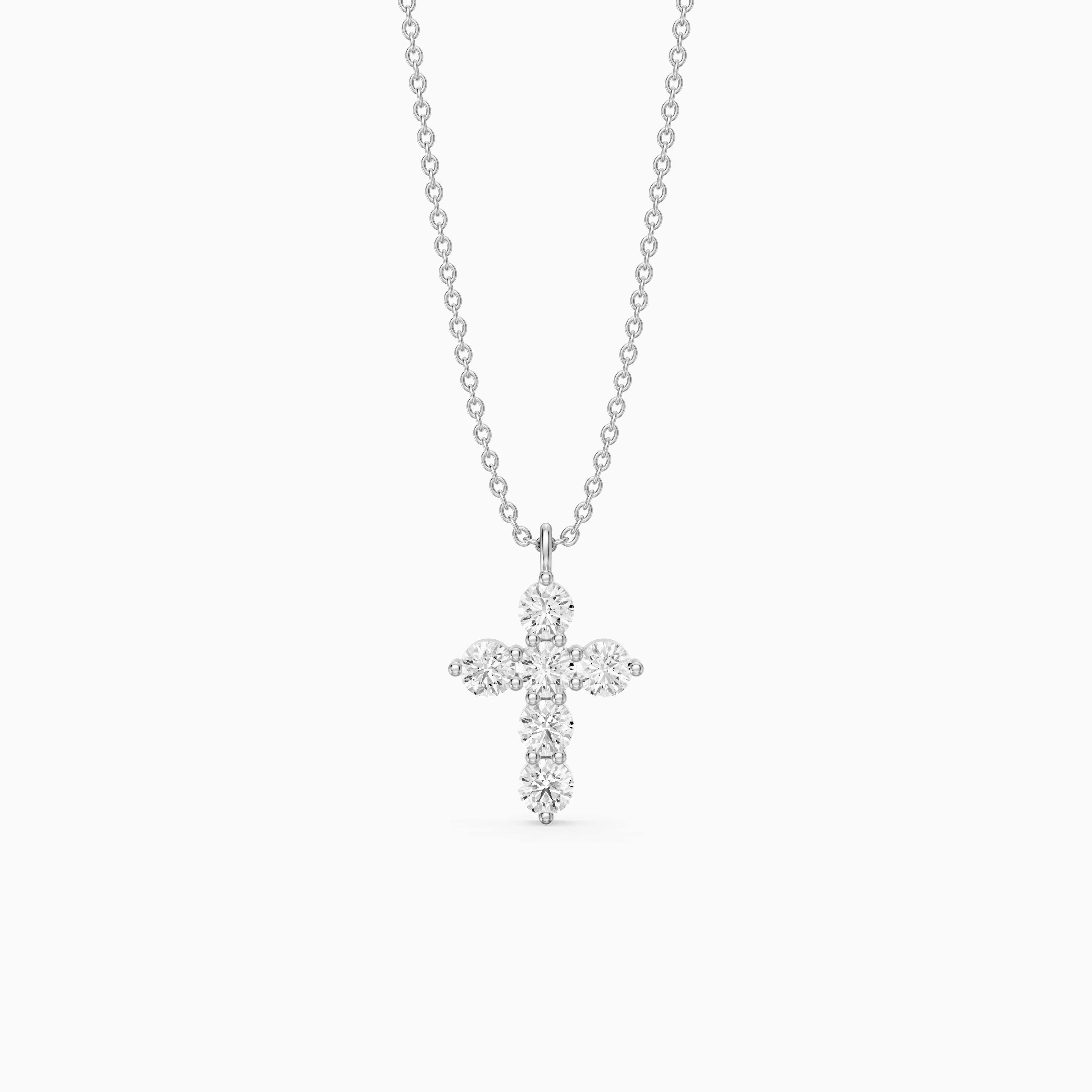 Aisha Cross Round Lab Grown Diamond Pendant