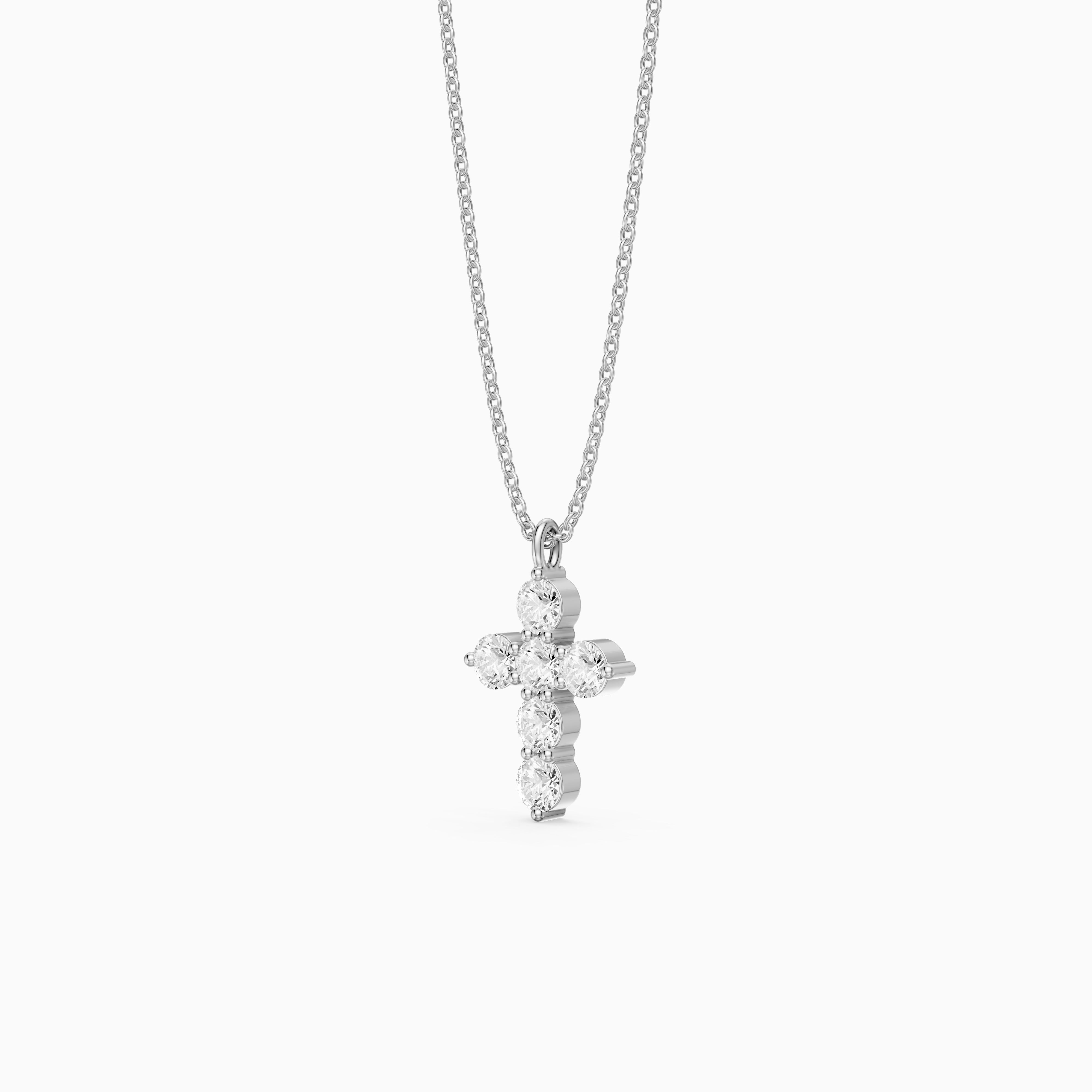 Aisha Cross Round Lab Grown Diamond Pendant
