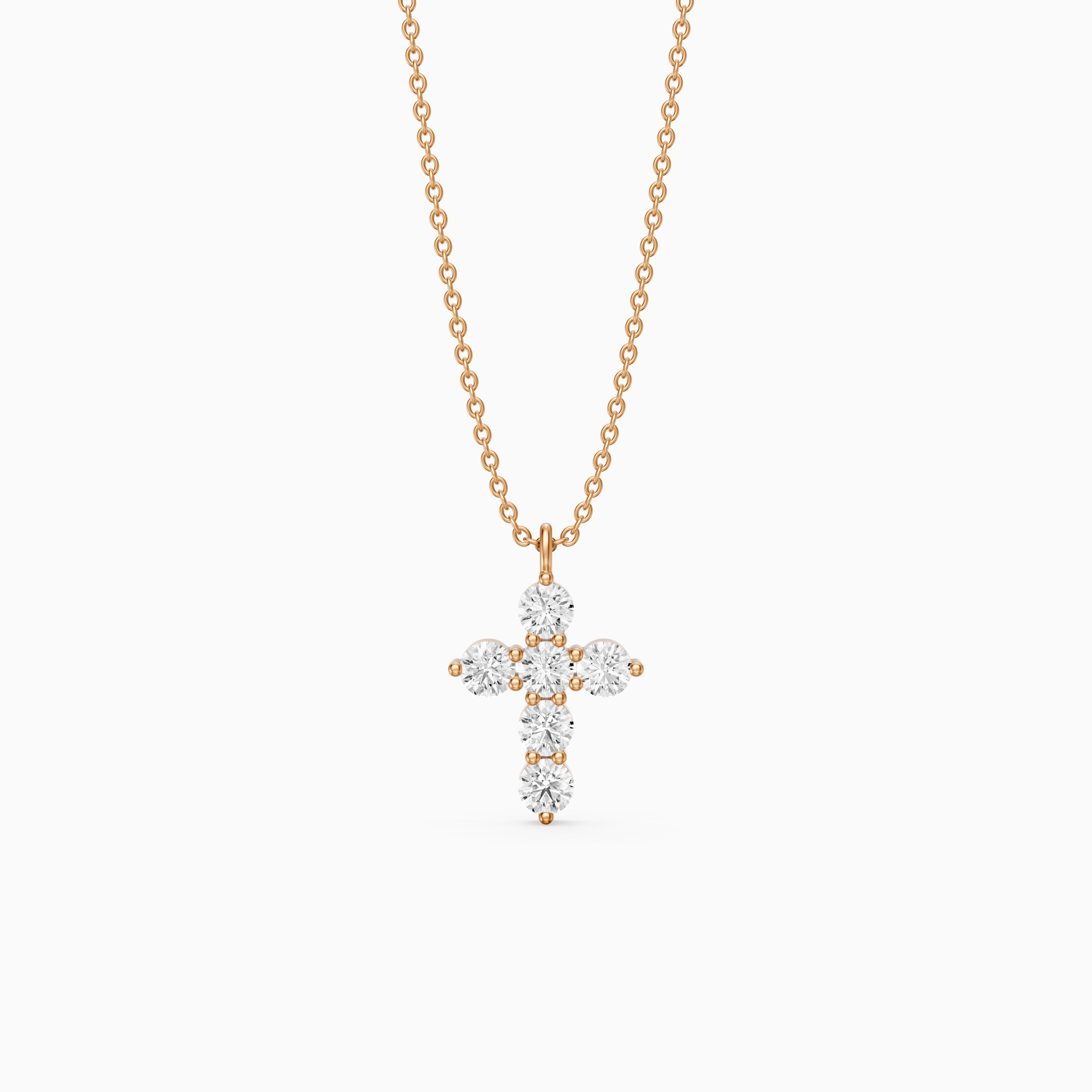 Aisha Cross Round Lab Grown Diamond Pendant