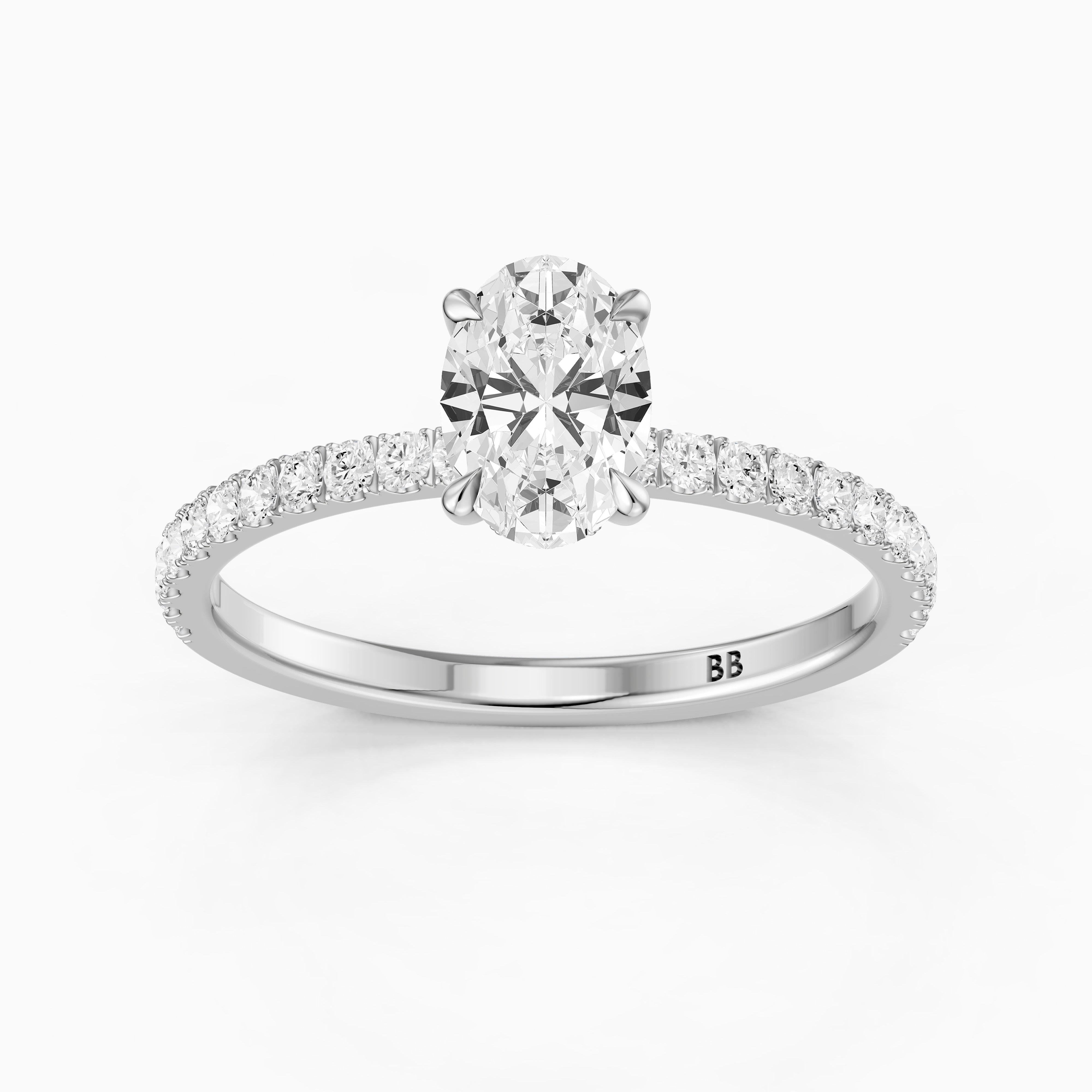 Karrisa Oval Cut Hidden Halo Pave Moissanite Diamond Ring