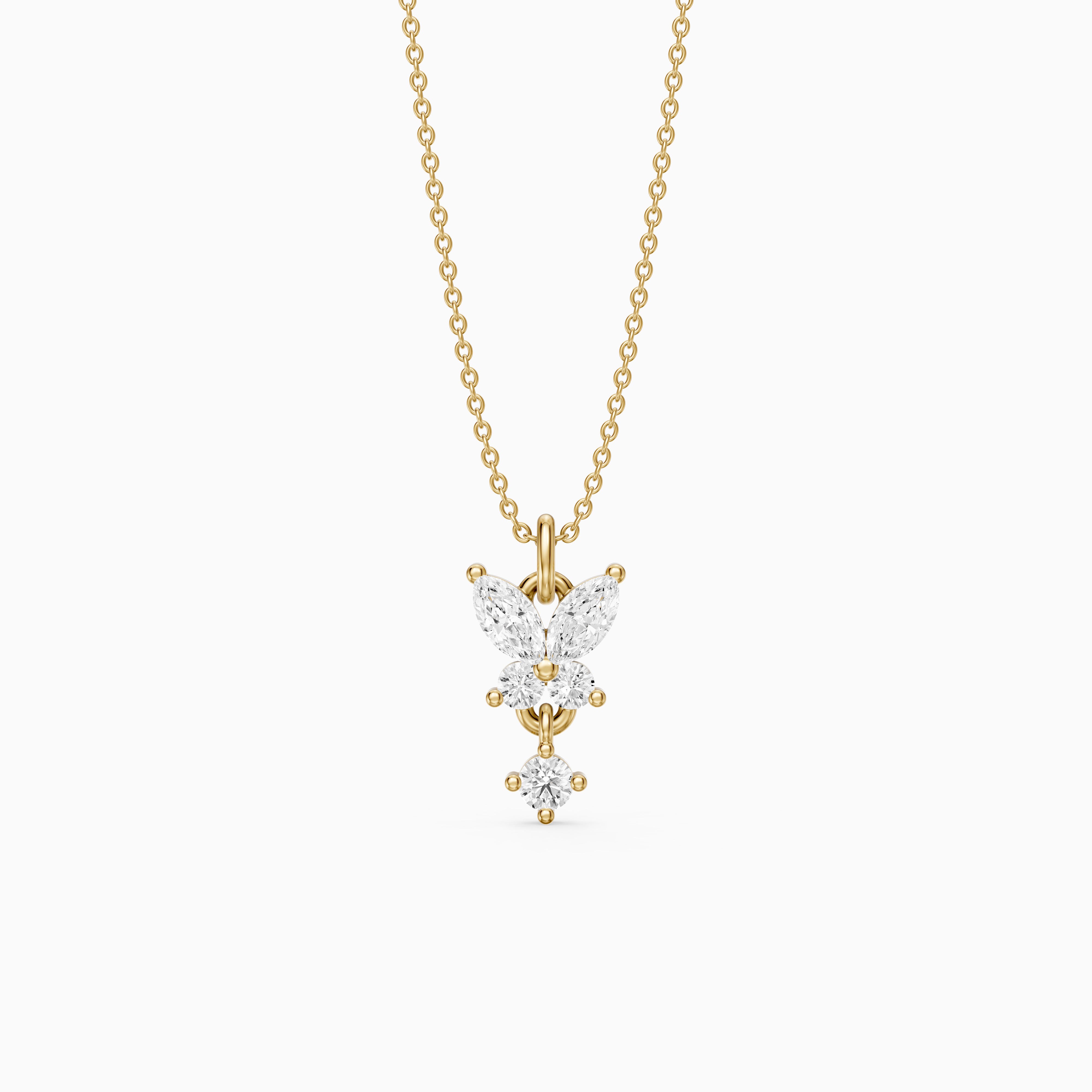 Miley Butterfly Inspired Marquise and Round Lab Grown Diamond Pendant
