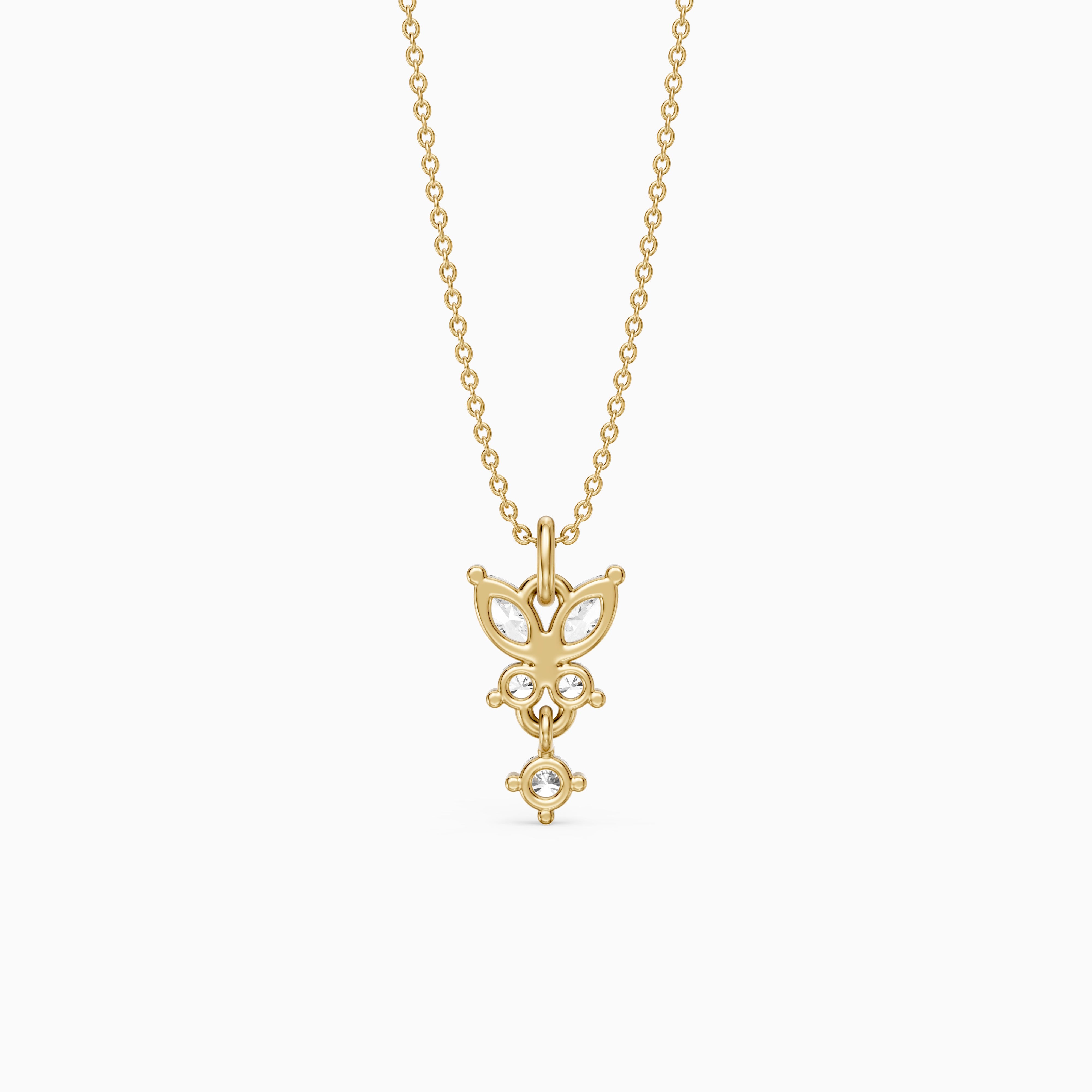 Miley Butterfly Inspired Marquise and Round Lab Grown Diamond Pendant