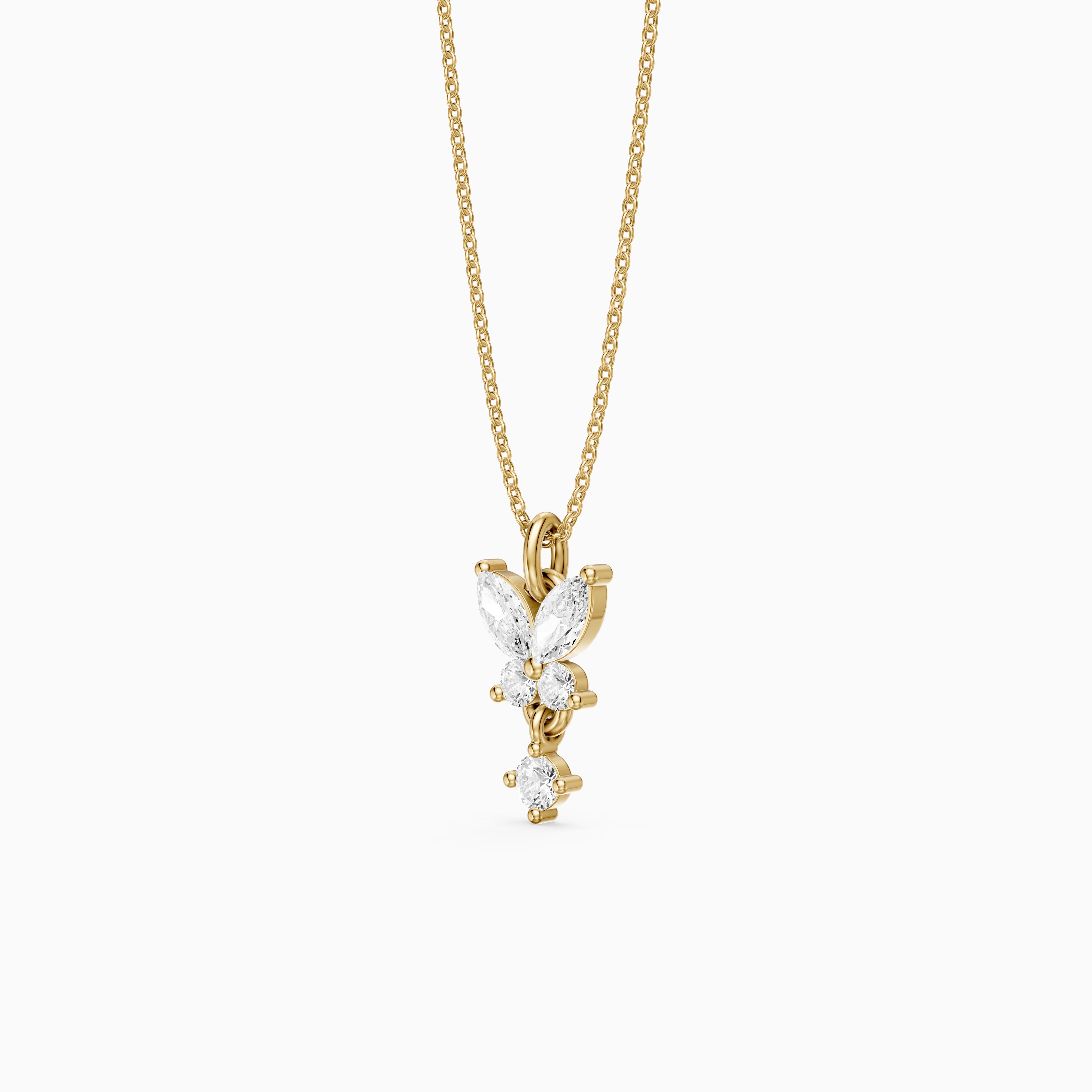 Miley Butterfly Inspired Marquise and Round Lab Grown Diamond Pendant