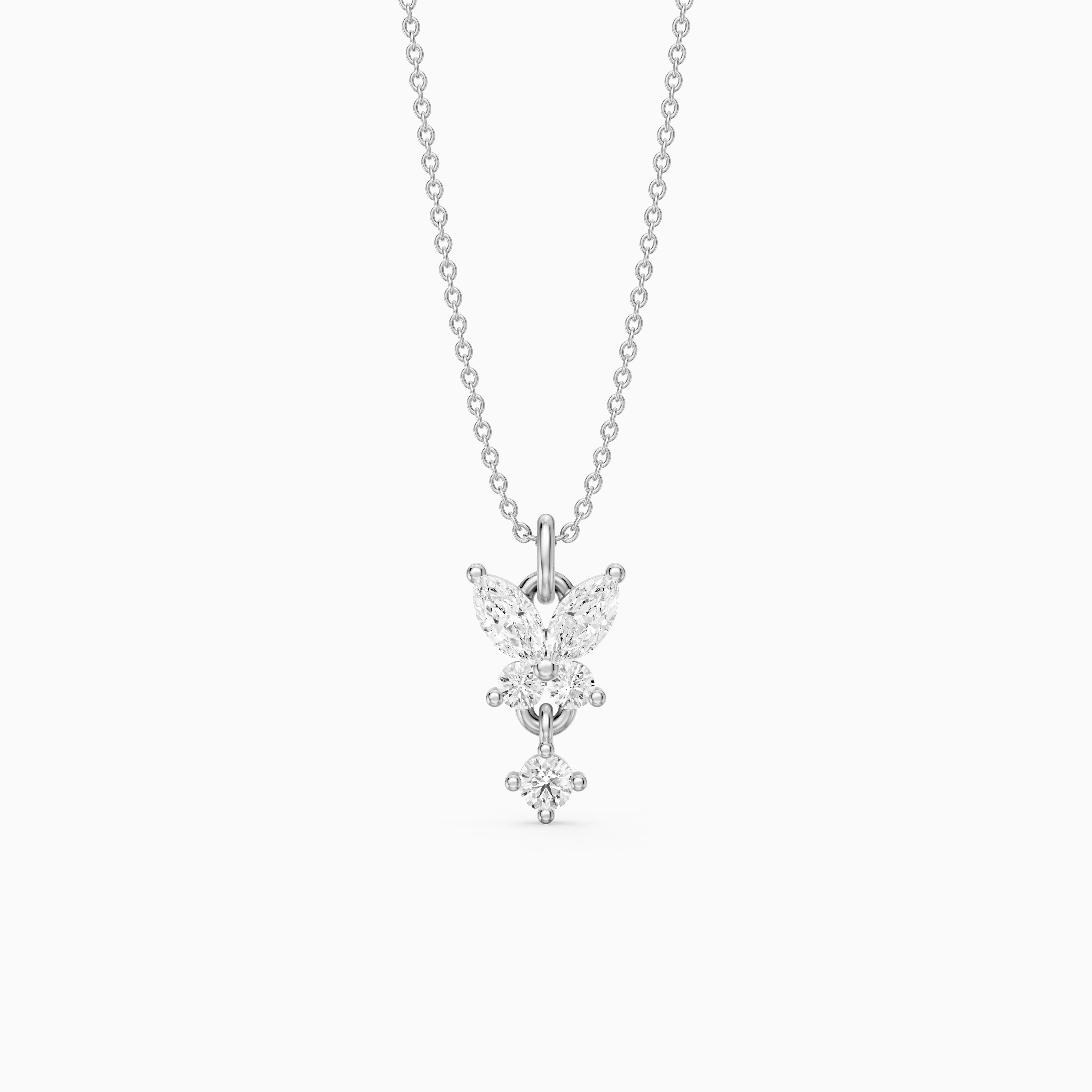 Miley Butterfly Inspired Marquise and Round Lab Grown Diamond Pendant