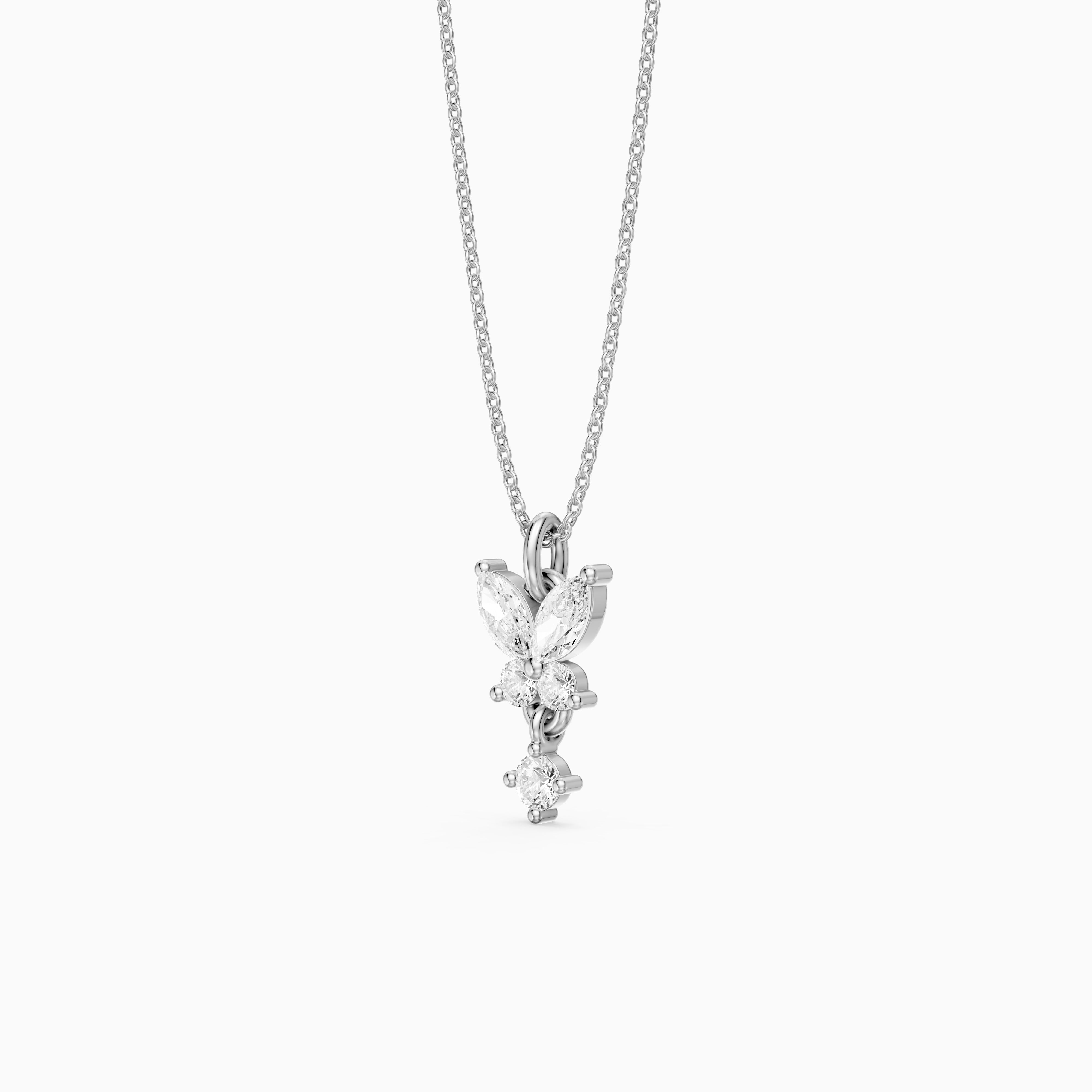 Miley Butterfly Inspired Marquise and Round Lab Grown Diamond Pendant