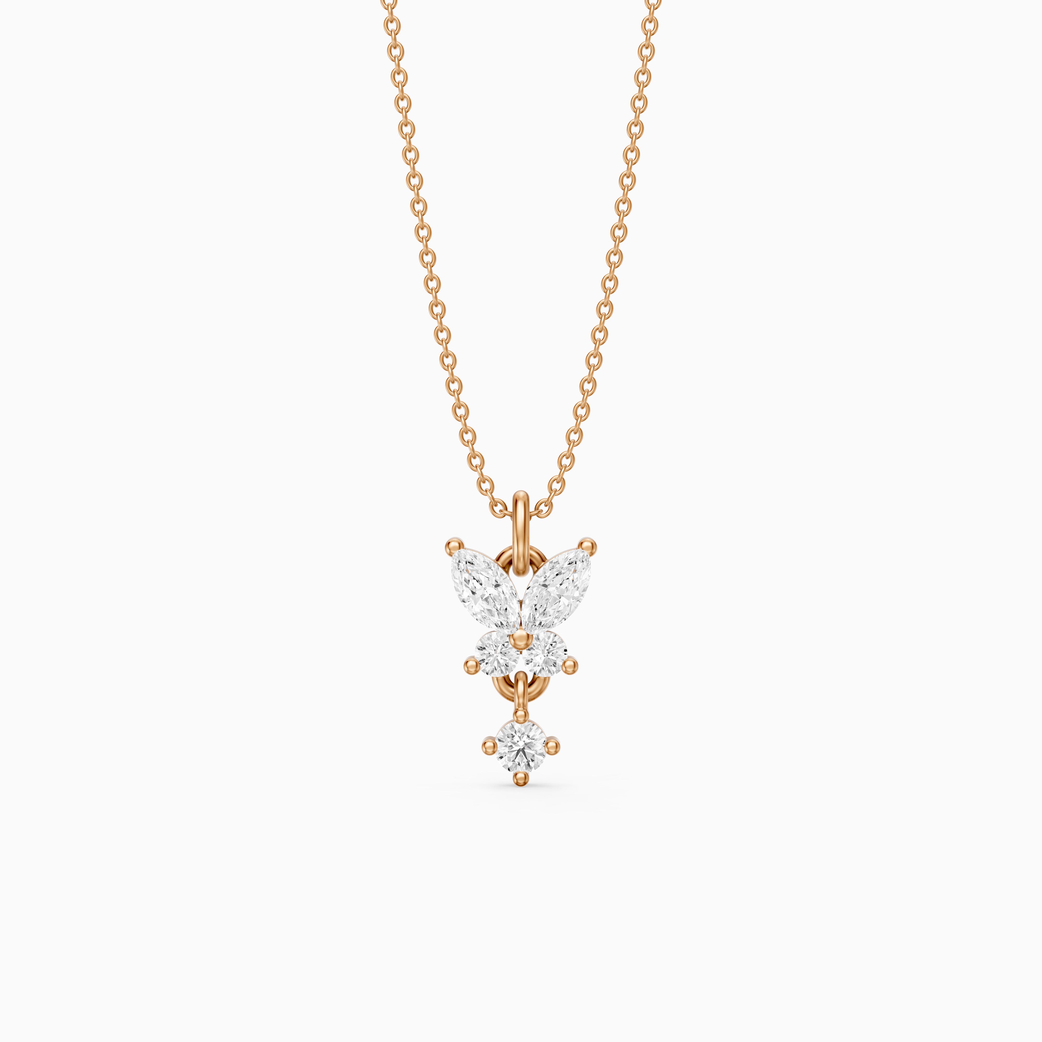 Miley Butterfly Inspired Marquise and Round Lab Grown Diamond Pendant