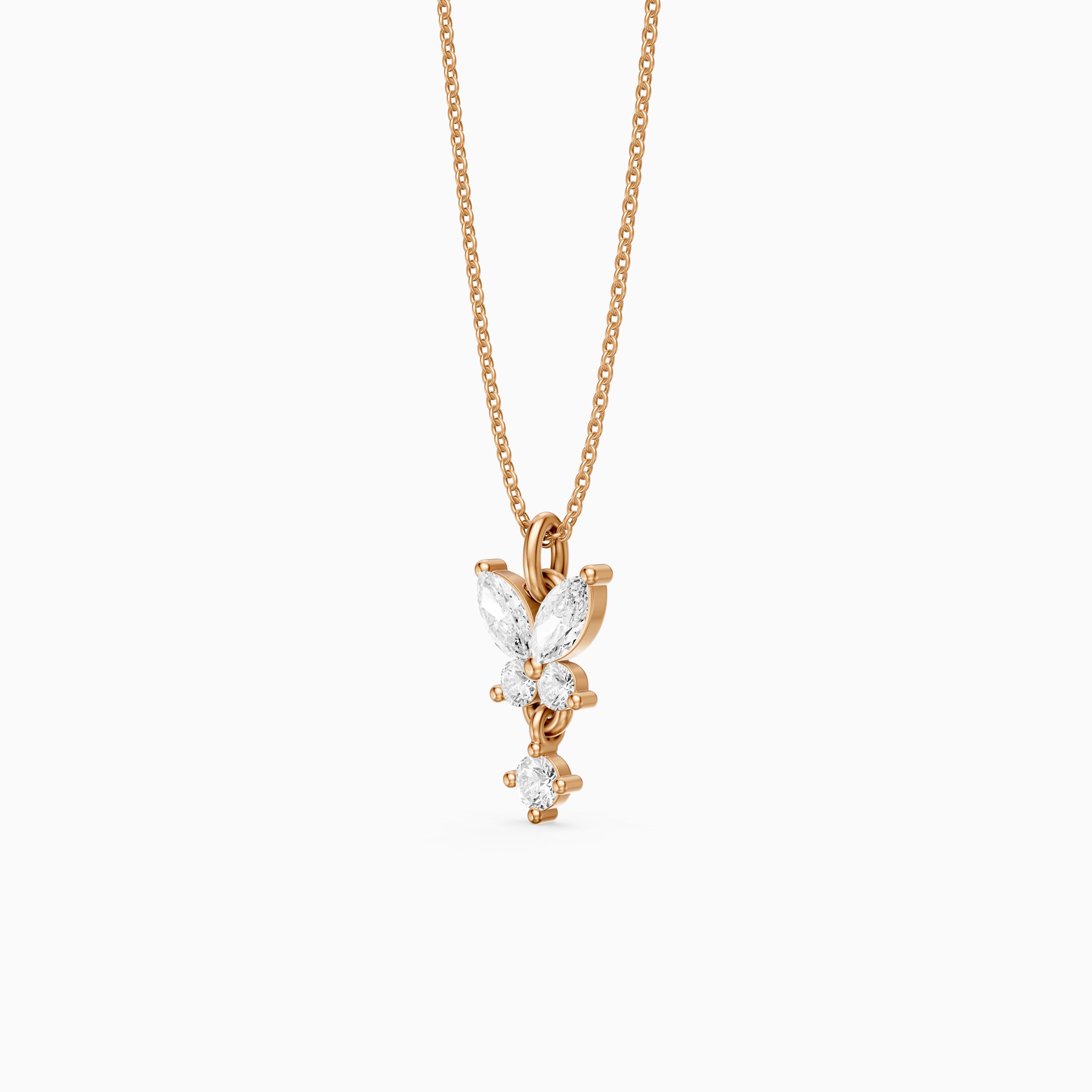 Miley Butterfly Inspired Marquise and Round Lab Grown Diamond Pendant