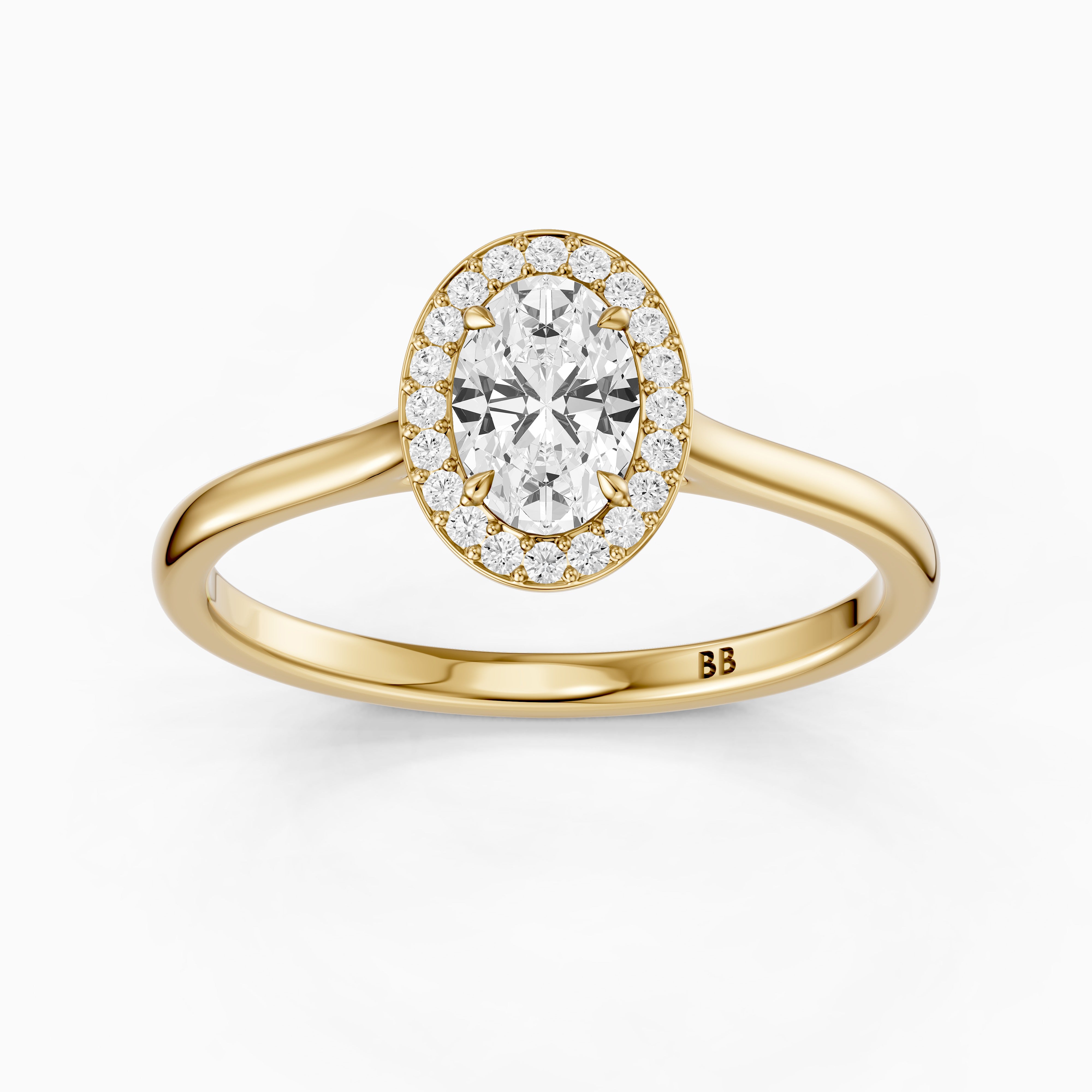 Kenley Oval Cut Halo Cathedral Moissanite Diamond Ring