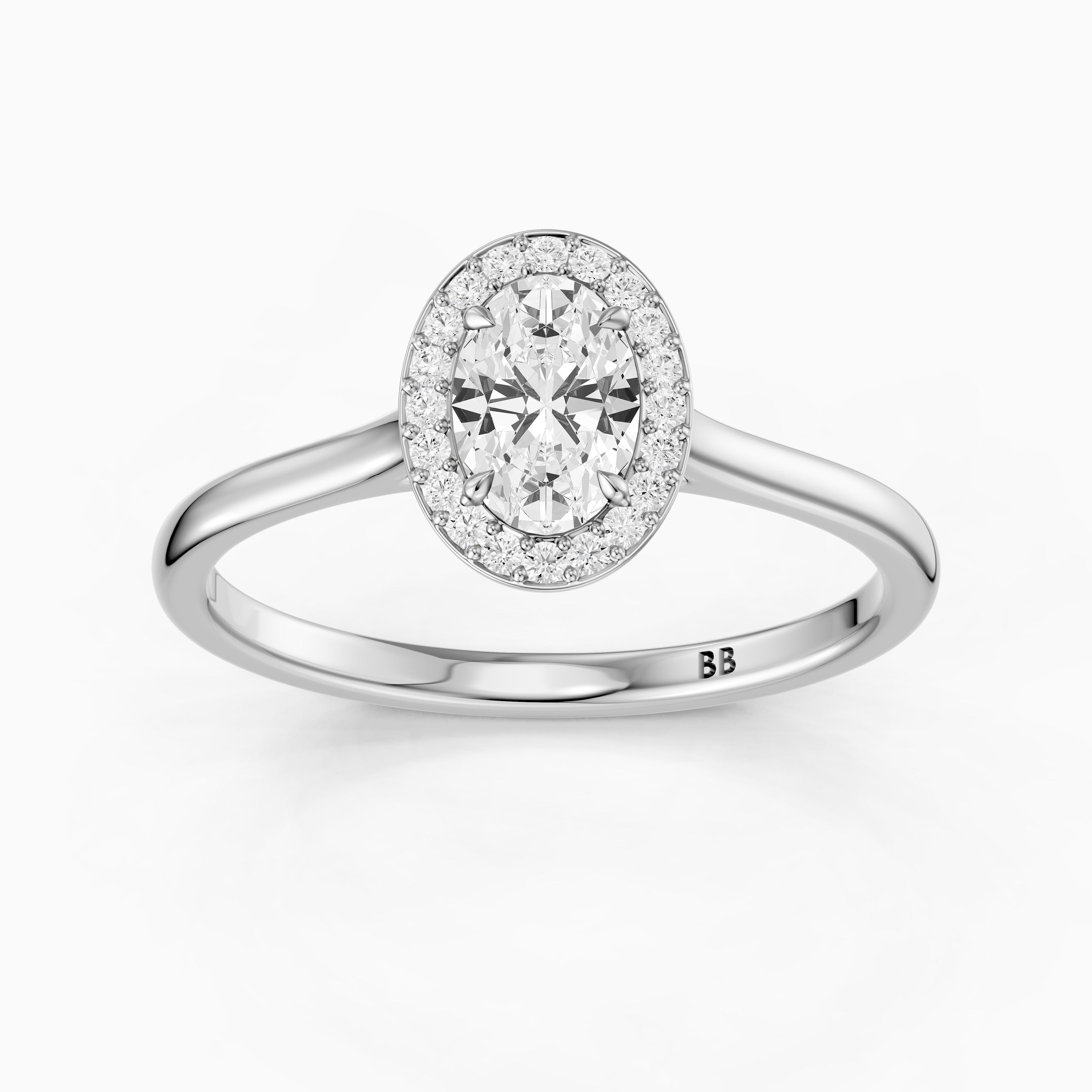Kenley Oval Cut Halo Cathedral Moissanite Diamond Ring