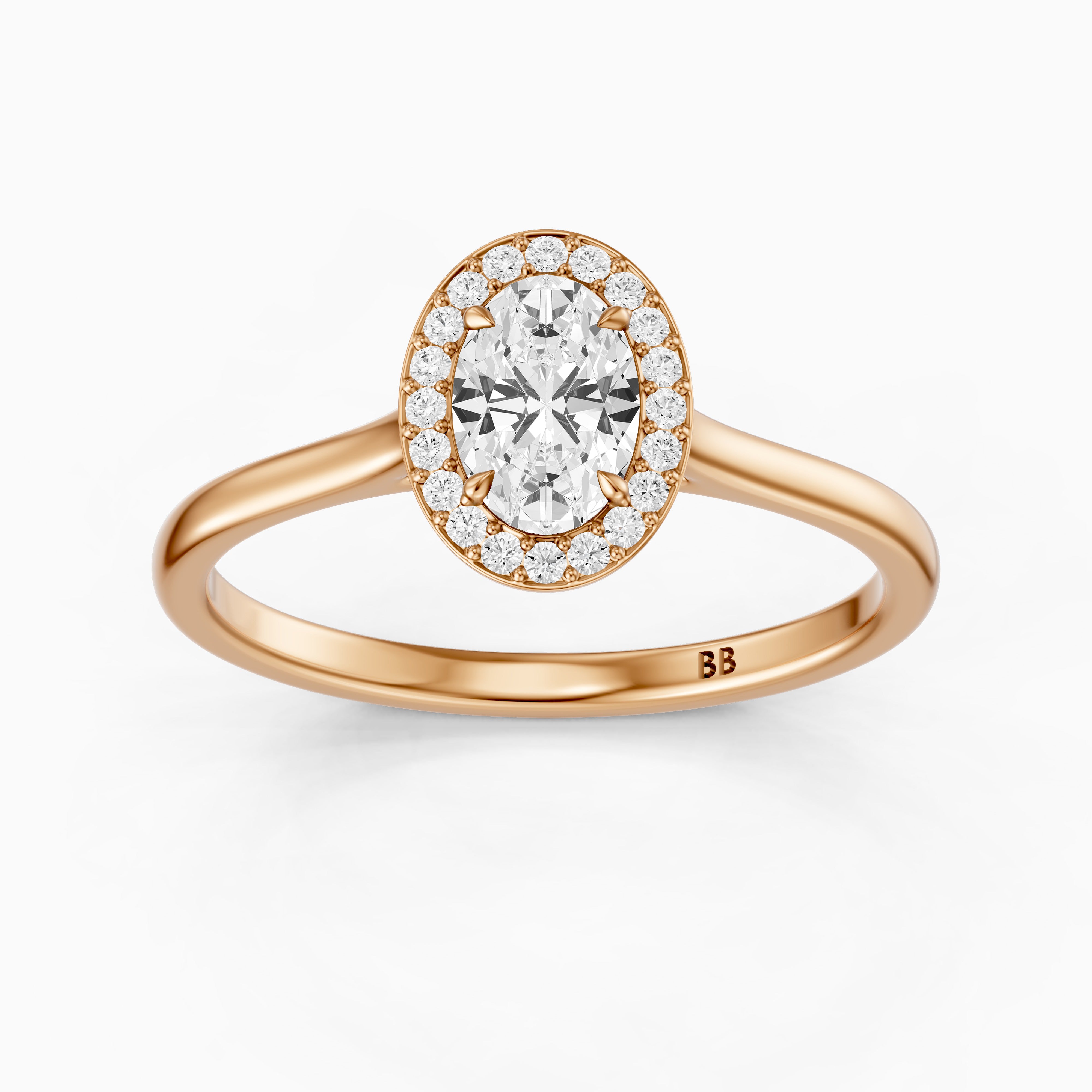 Kenley Oval Cut Halo Cathedral Moissanite Diamond Ring