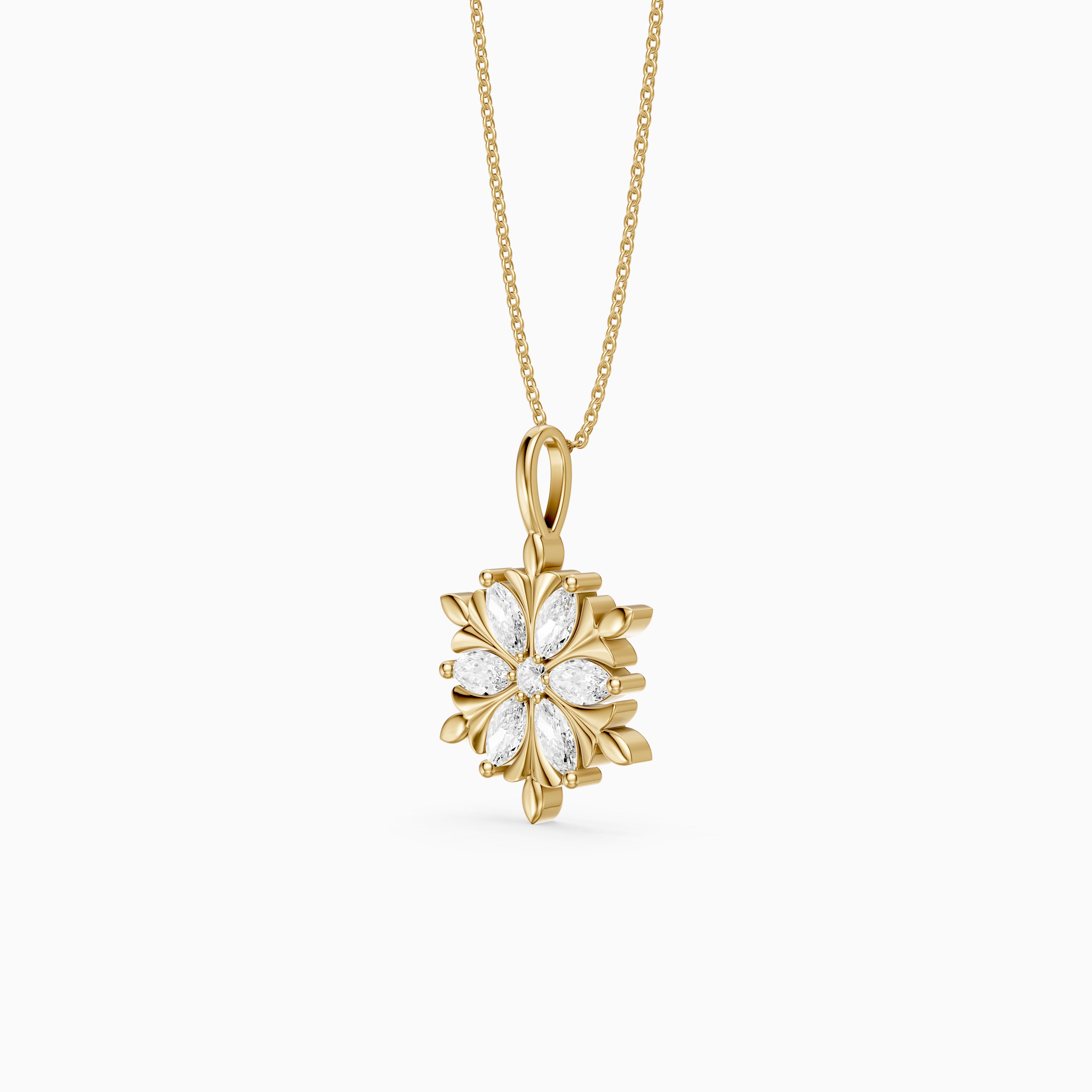 Emory Marquise Lab Grown Diamond Flower Pendant