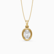 Teagan Oval Lab Grown Diamond Bezel With Prong Setting Pendant