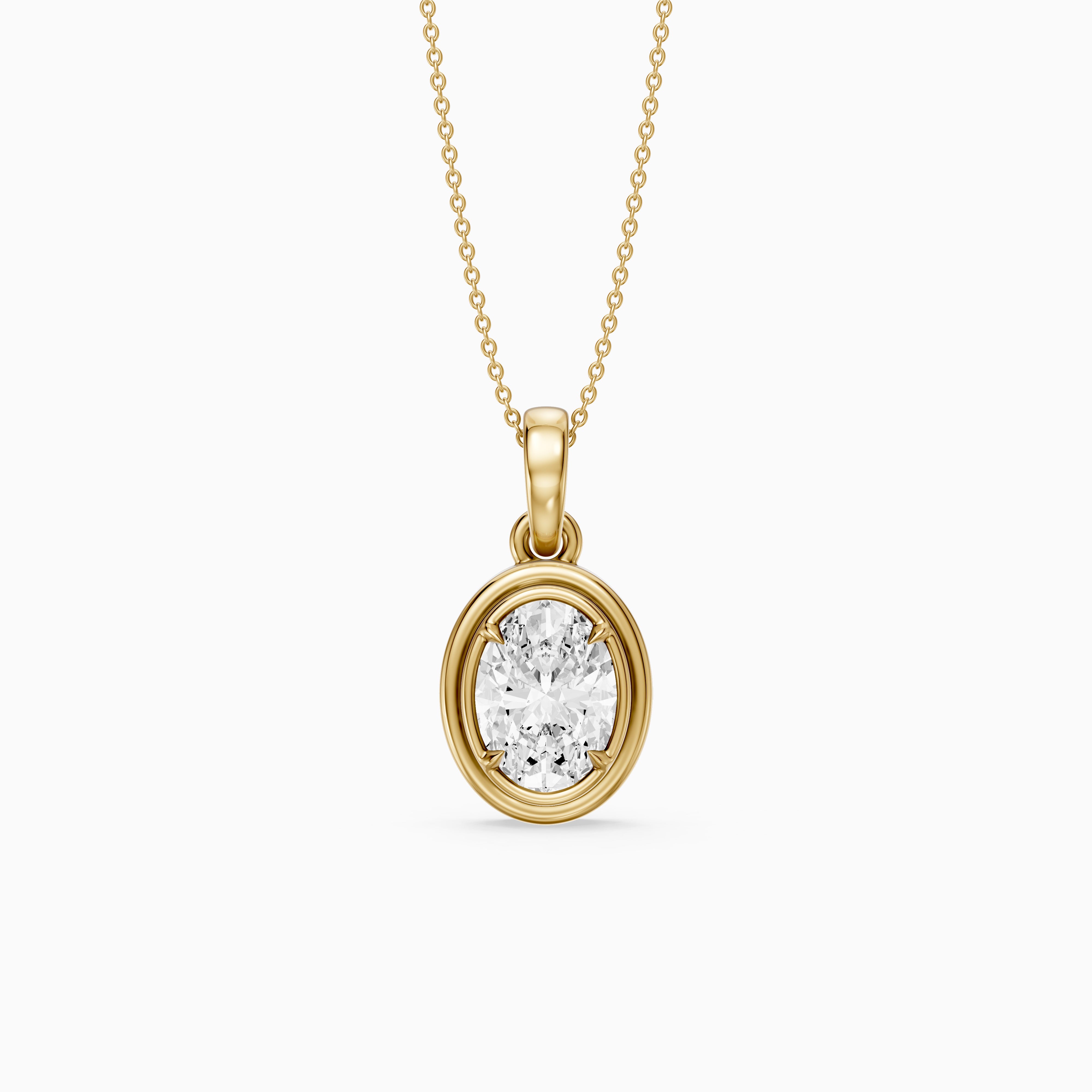 Teagan Oval Lab Grown Diamond Bezel With Prong Setting Pendant