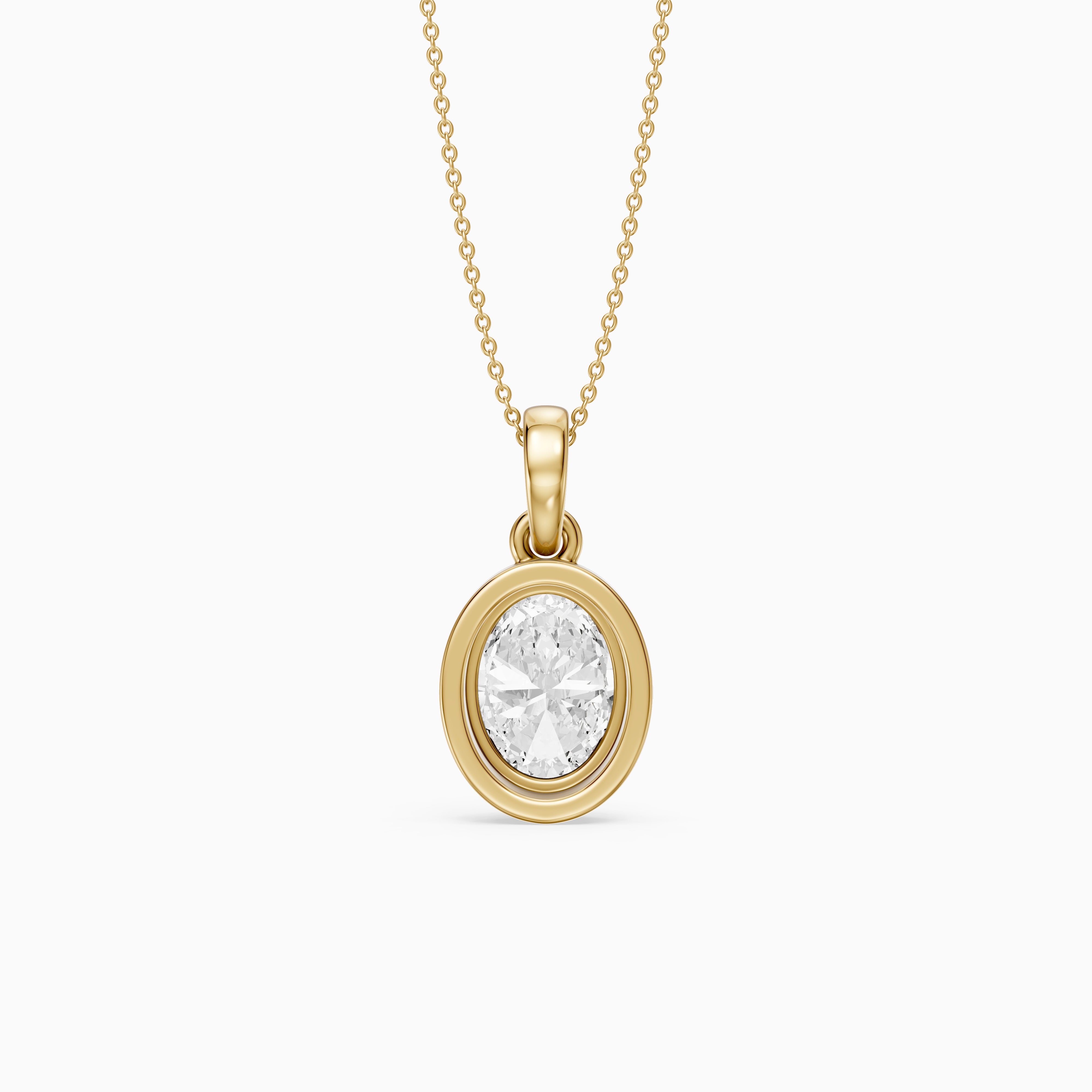 Teagan Oval Lab Grown Diamond Bezel With Prong Setting Pendant