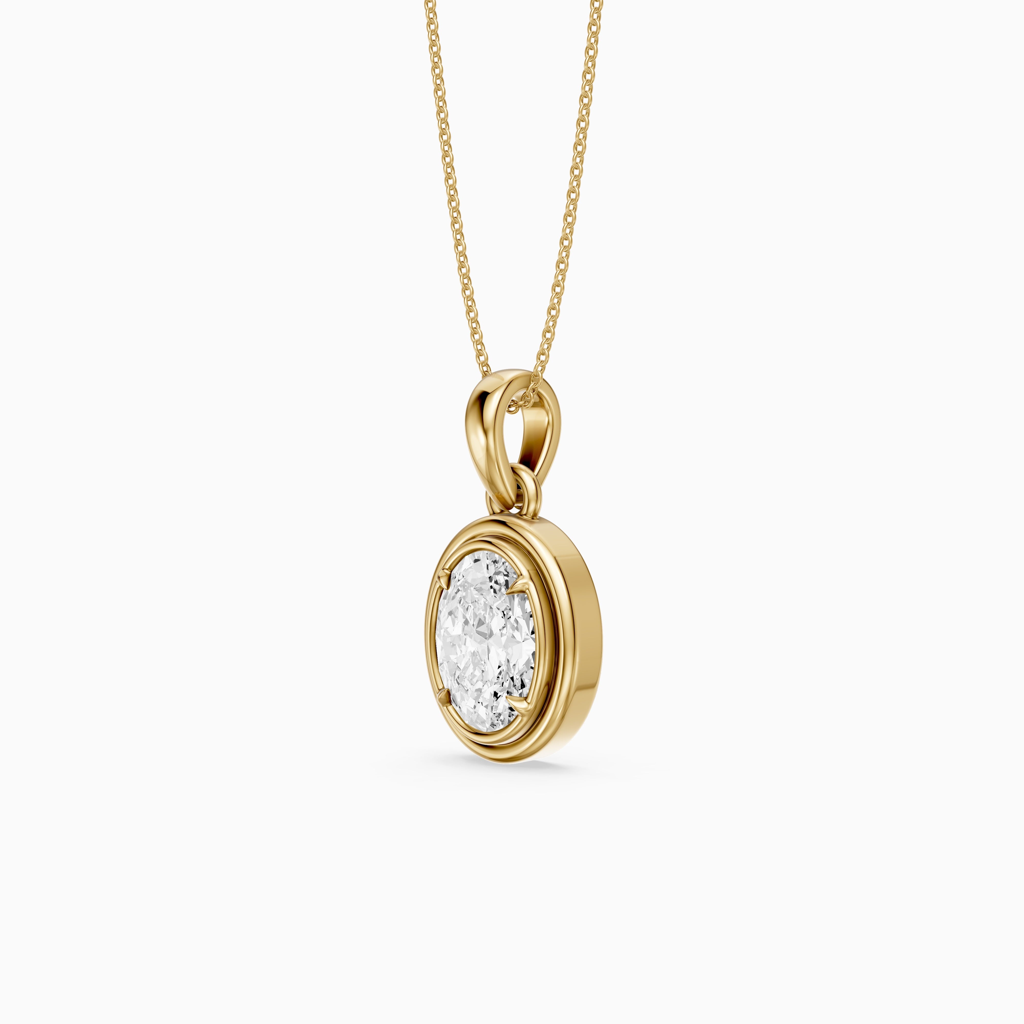 Teagan Oval Lab Grown Diamond Bezel With Prong Setting Pendant