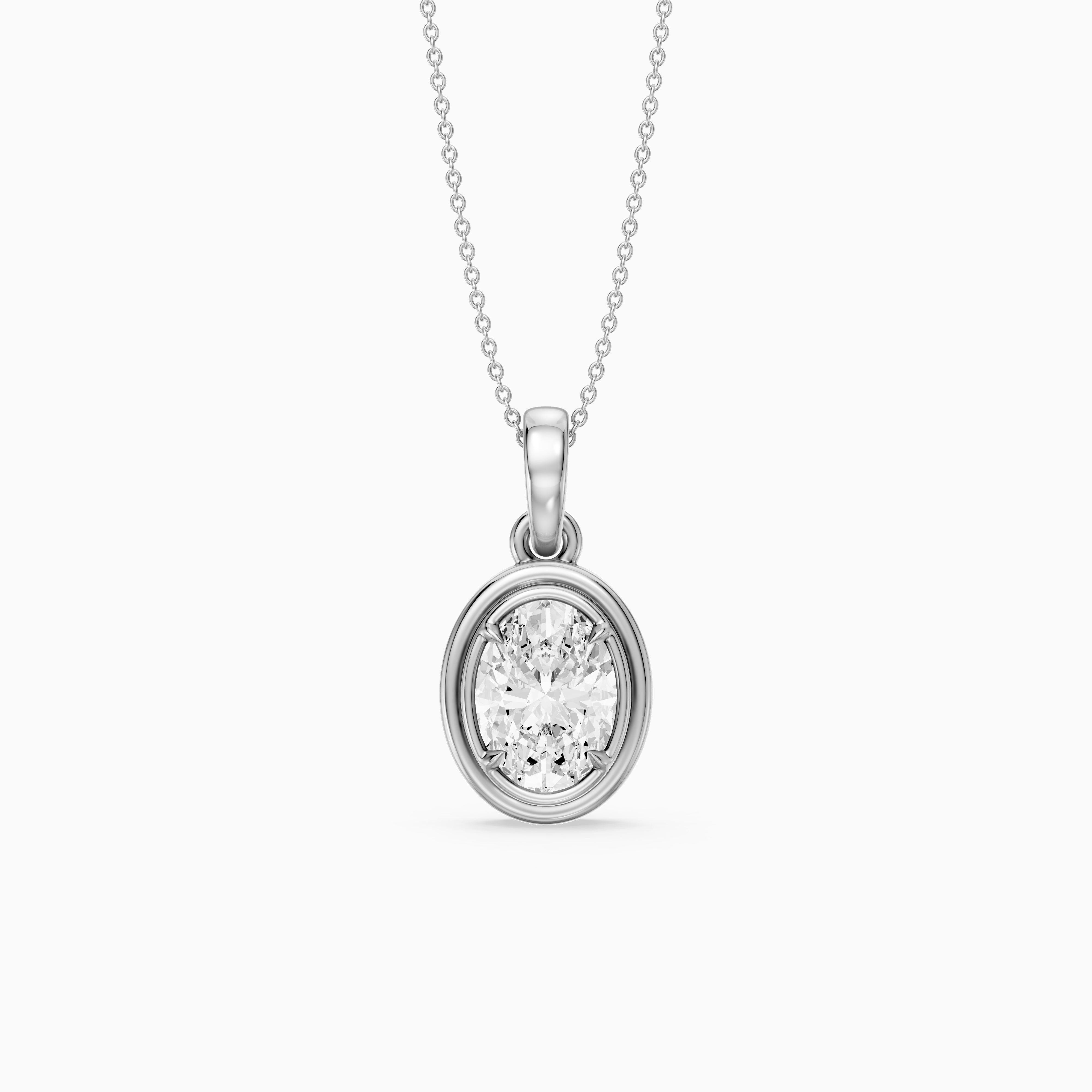 Teagan Oval Lab Grown Diamond Bezel With Prong Setting Pendant