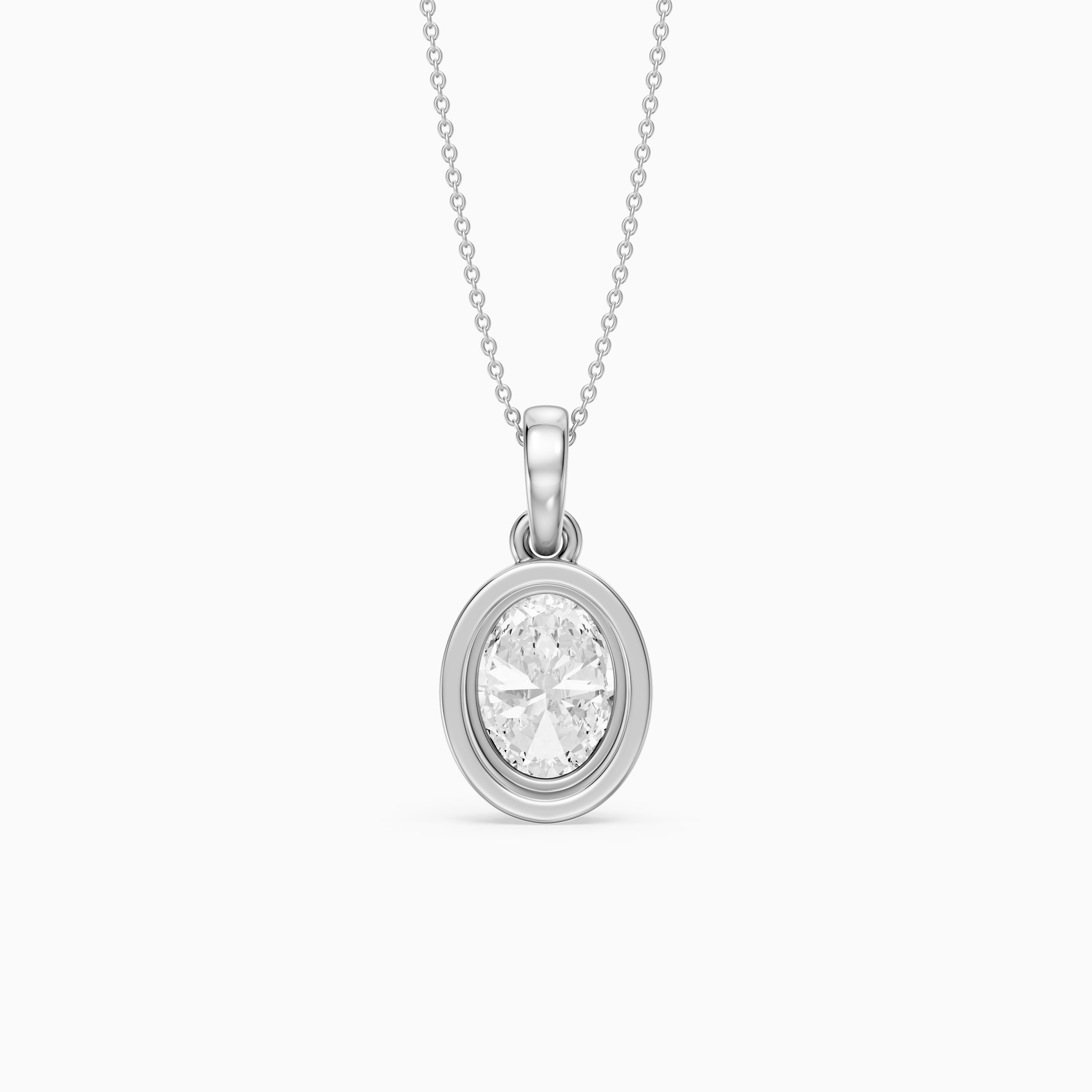 Teagan Oval Lab Grown Diamond Bezel With Prong Setting Pendant