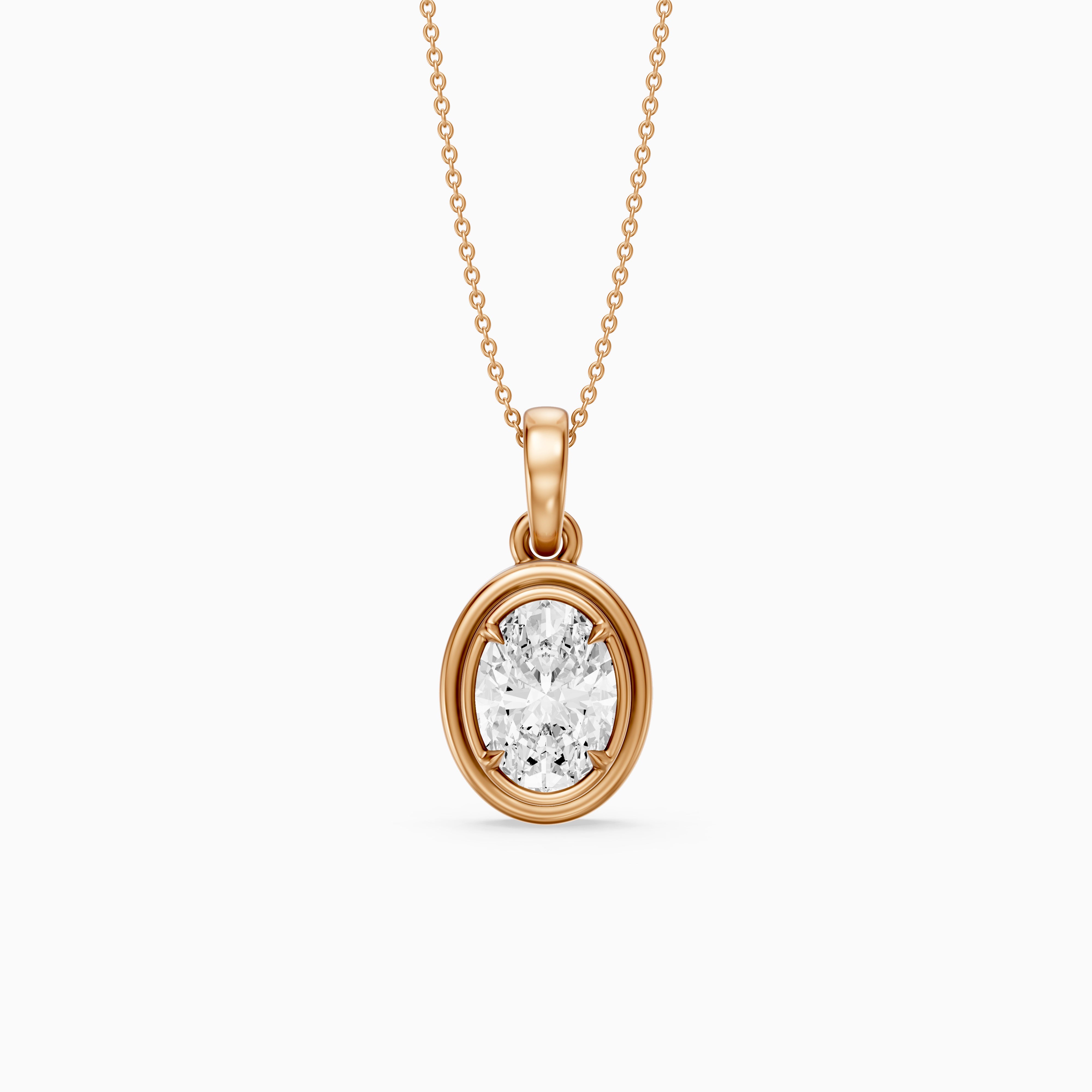 Teagan Oval Lab Grown Diamond Bezel With Prong Setting Pendant