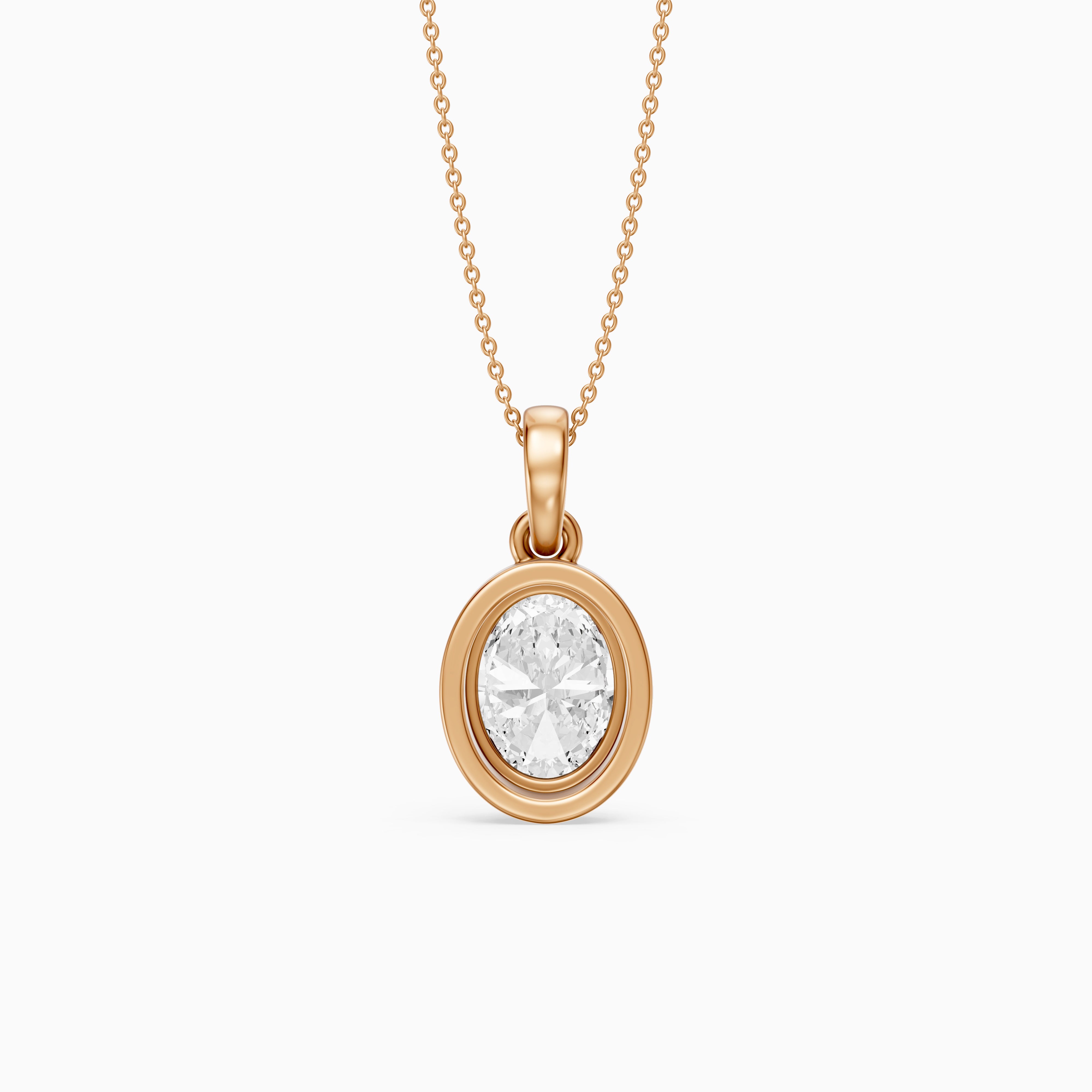 Teagan Oval Lab Grown Diamond Bezel With Prong Setting Pendant