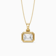 Leighton Emerald Cut Lab Grown Diamond East West Bezel Pendant