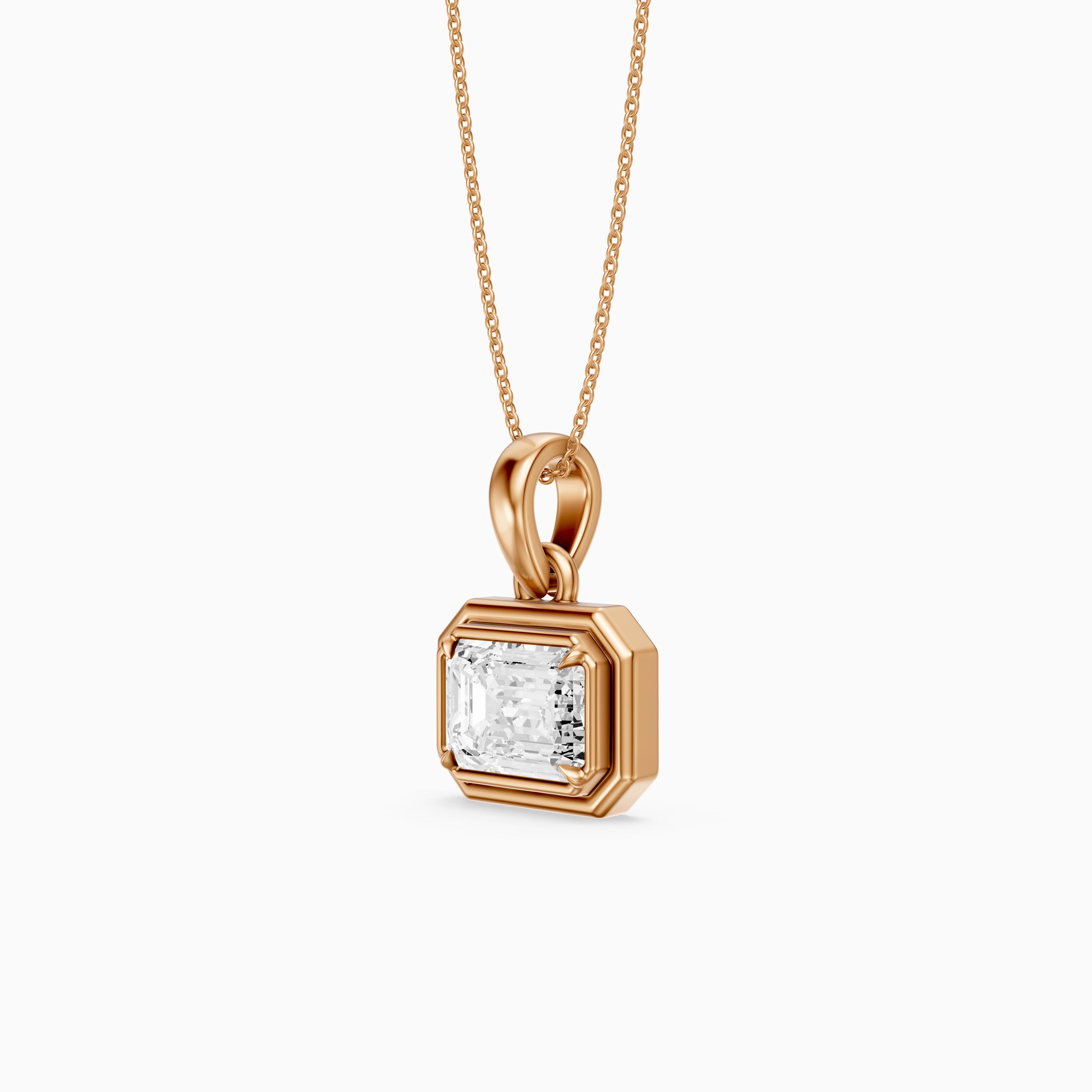 Leighton Emerald Cut Lab Grown Diamond East West Bezel Pendant