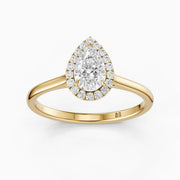 Millie Pear Cut Halo Cathedral Style Moissanite Diamond Ring
