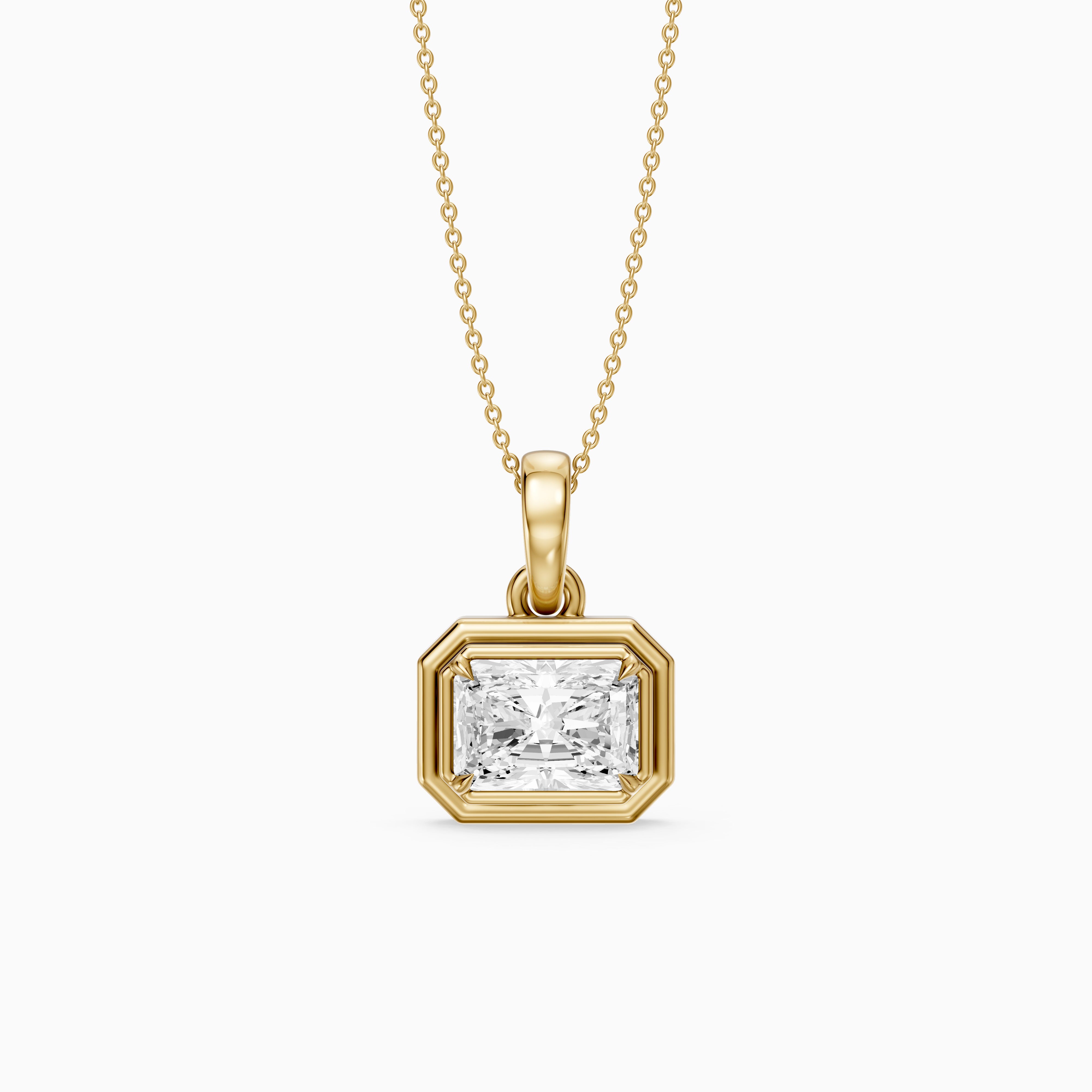 Aylin Modern Radiant Cut Lab Grown Diamond Bezel Pendant