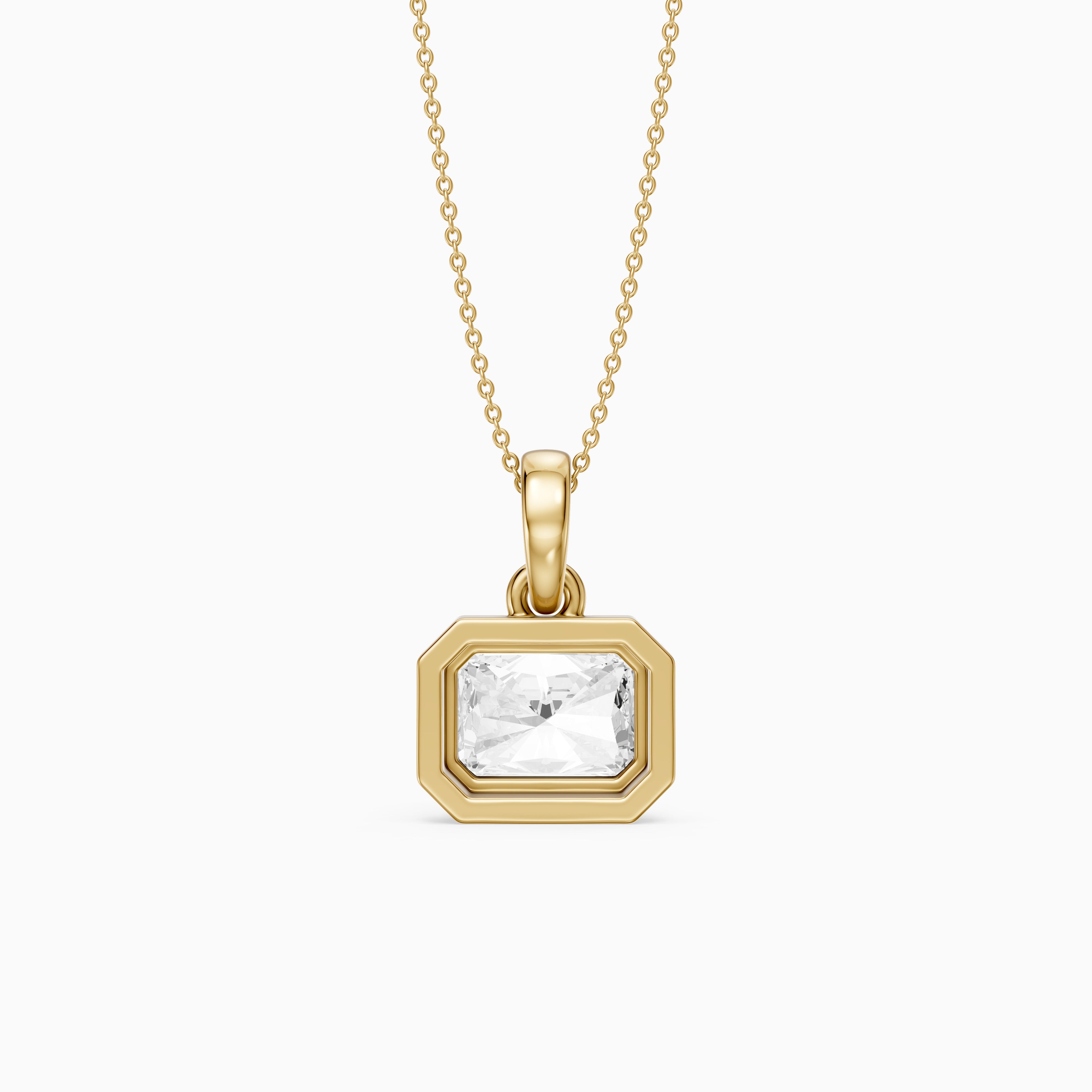 Aylin Modern Radiant Cut Lab Grown Diamond Bezel Pendant