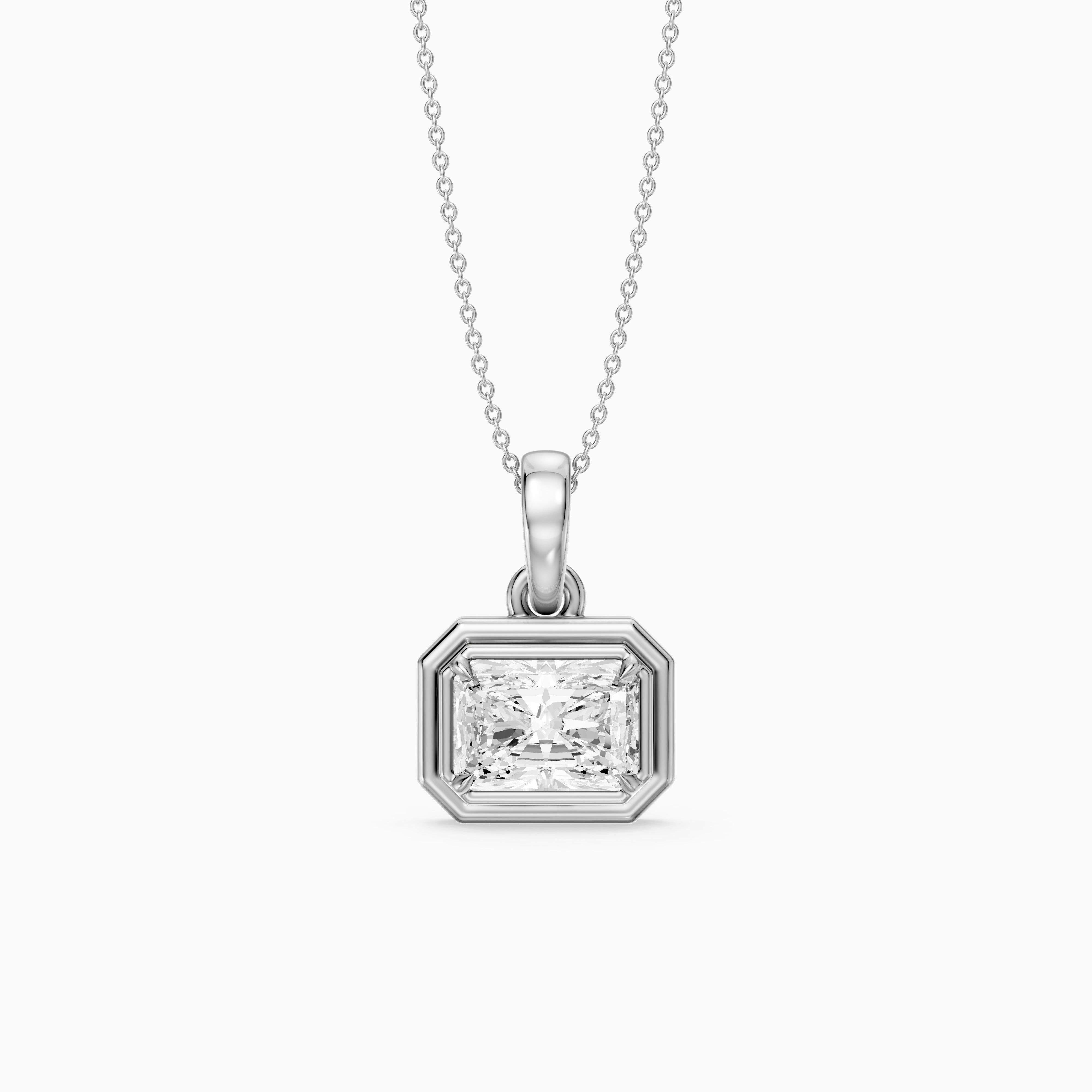 Aylin Modern Radiant Cut Lab Grown Diamond Bezel Pendant