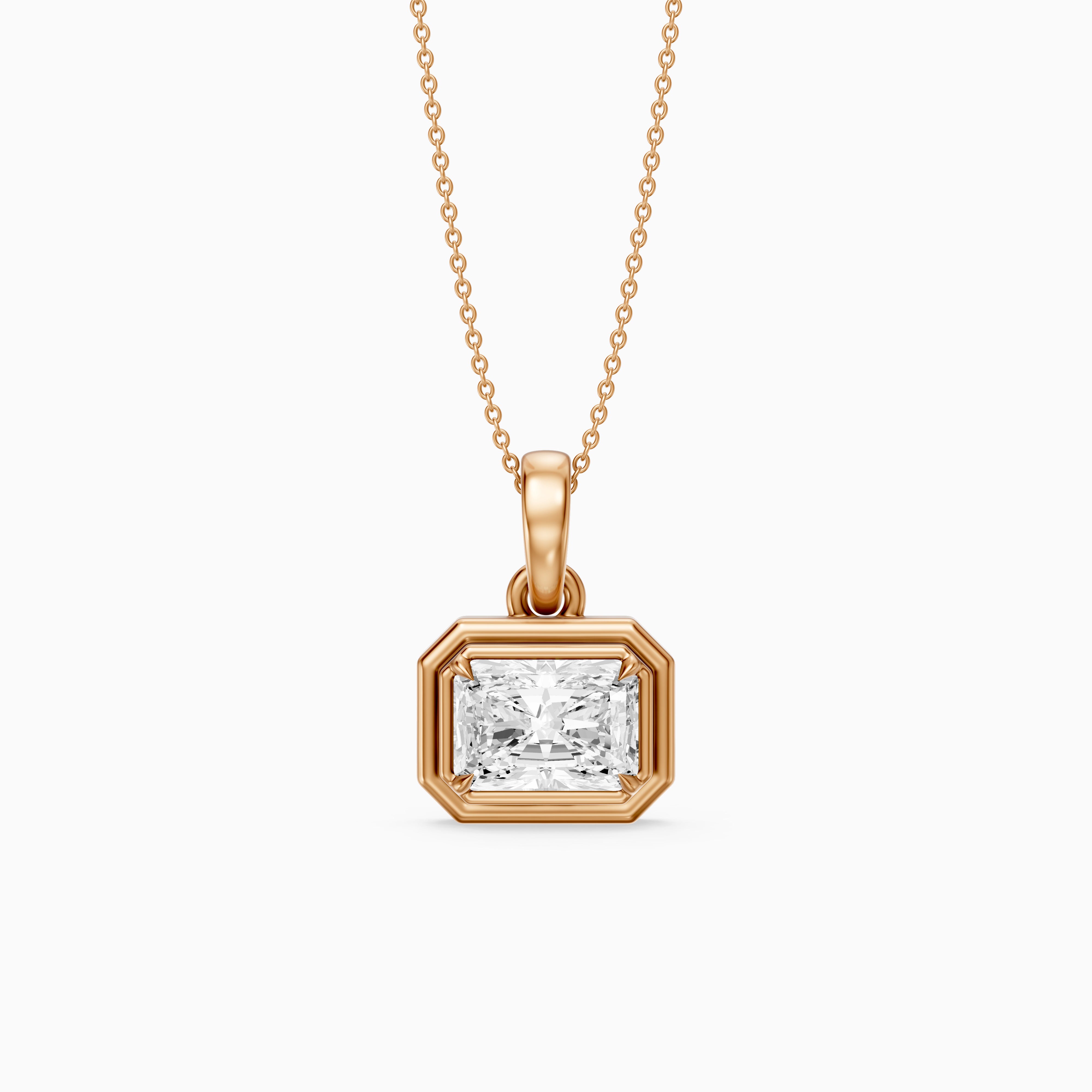 Aylin Modern Radiant Cut Lab Grown Diamond Bezel Pendant