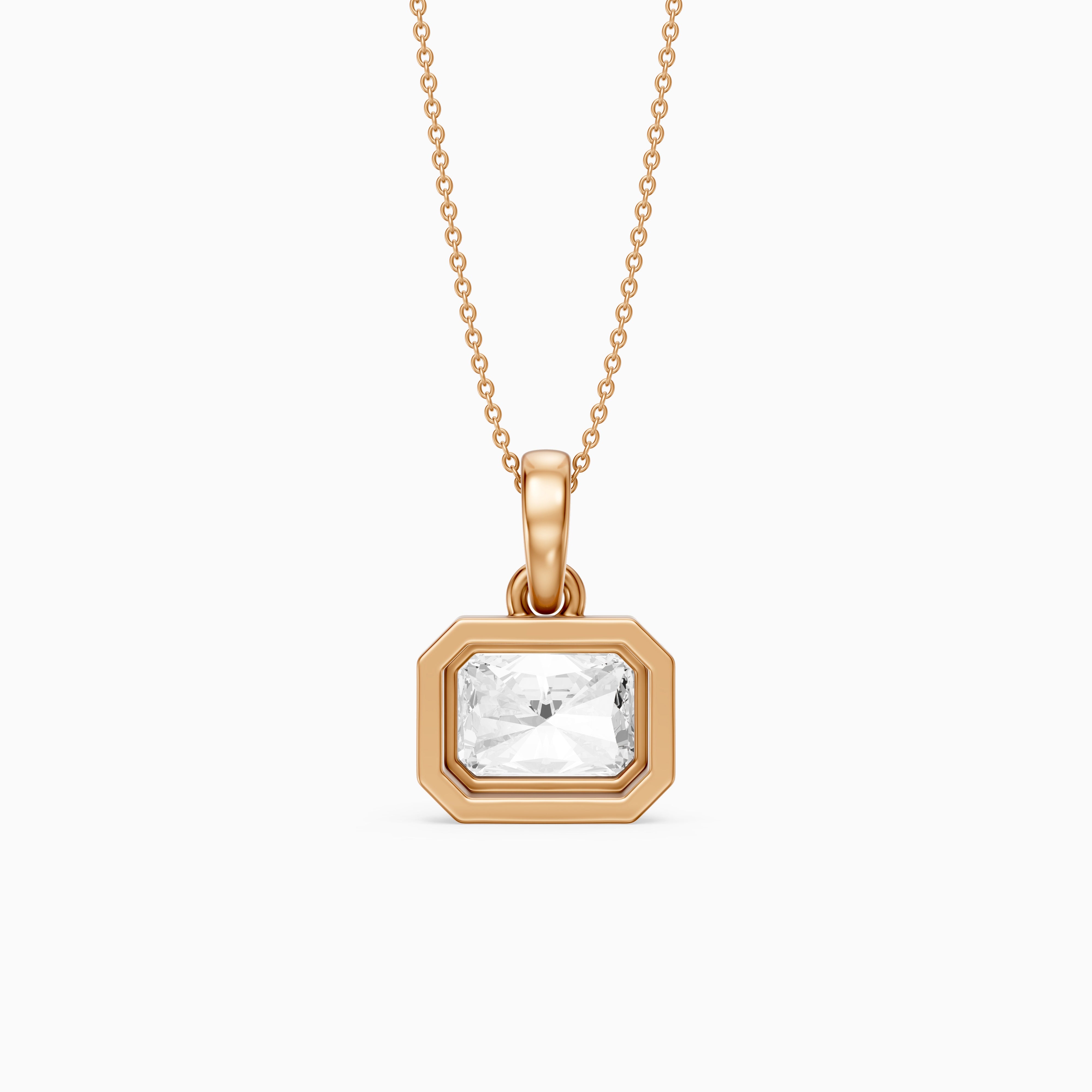 Aylin Modern Radiant Cut Lab Grown Diamond Bezel Pendant