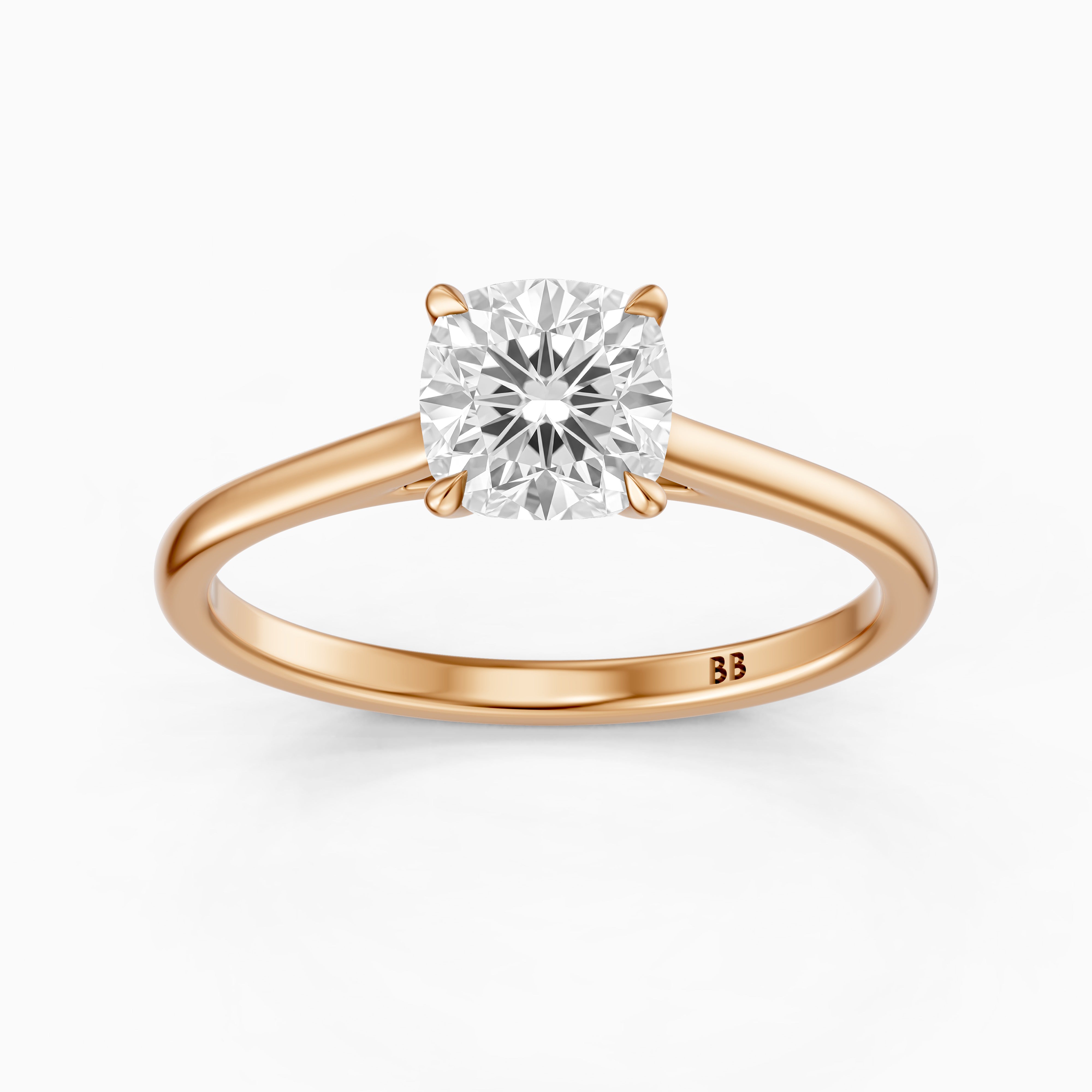 Cailyn Cushion Cut Solitaire Cathedral Style Lab Grown Diamond Ring