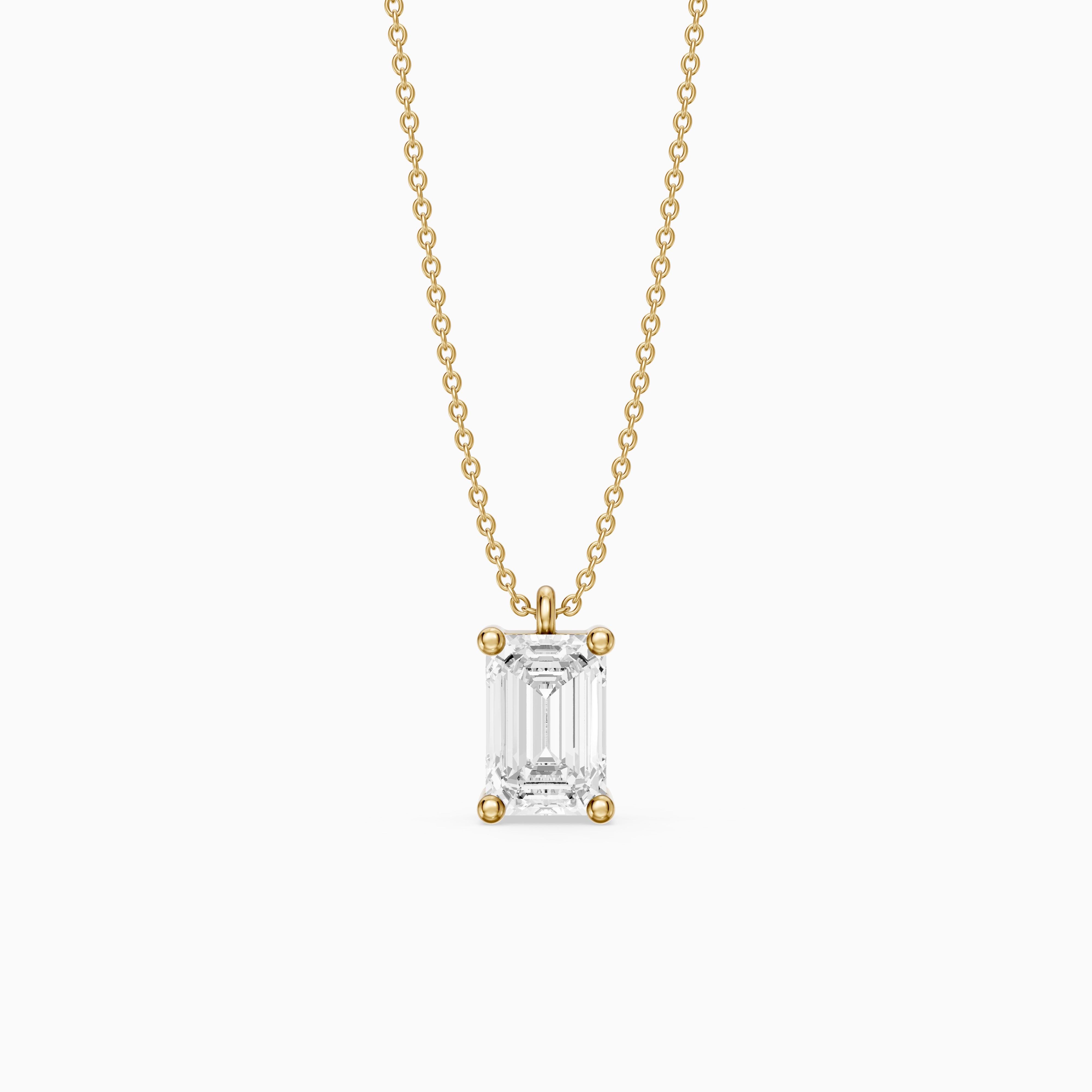Paige Emerald Shape Lab Grown Diamond Solitaire Pendant