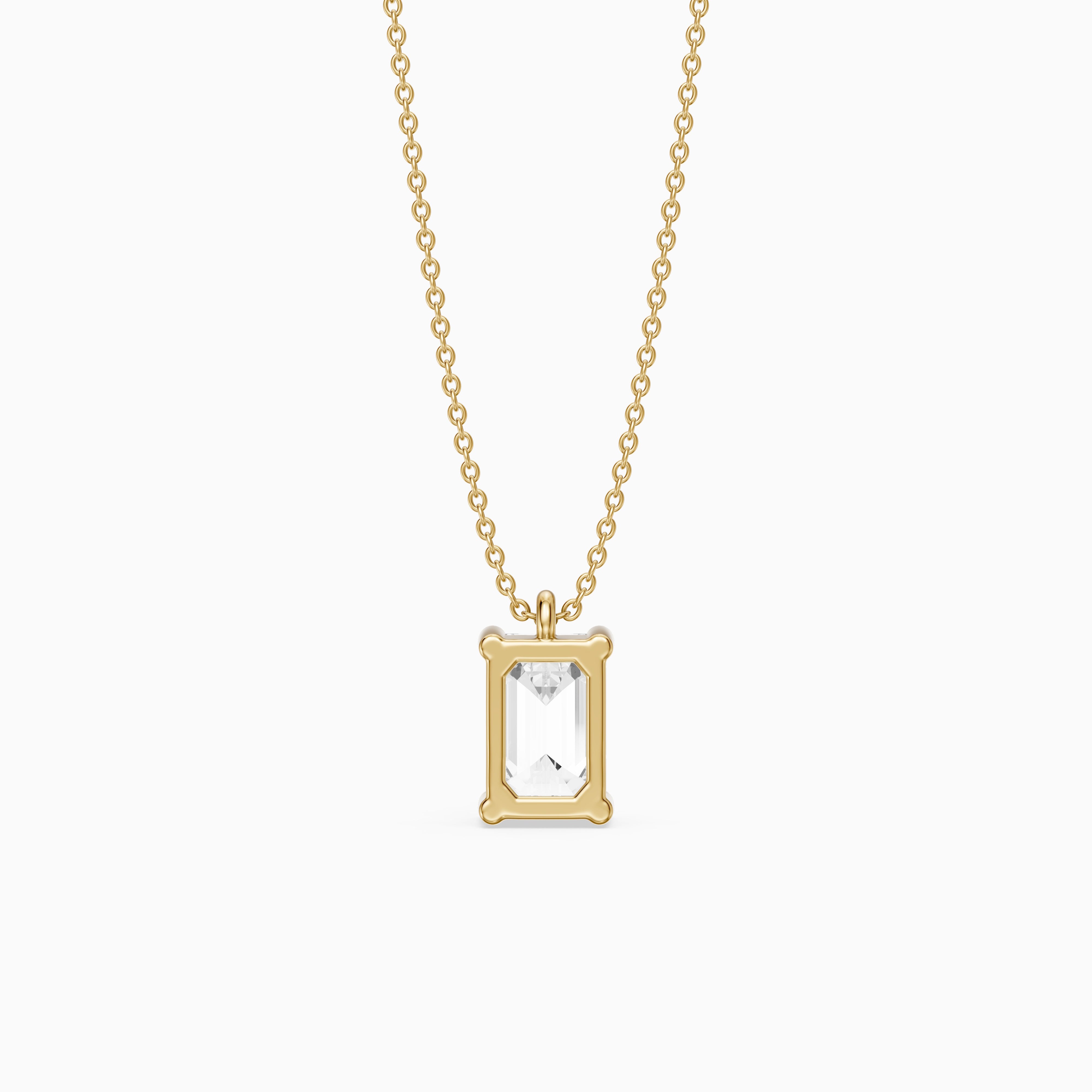 Paige Emerald Shape Lab Grown Diamond Solitaire Pendant