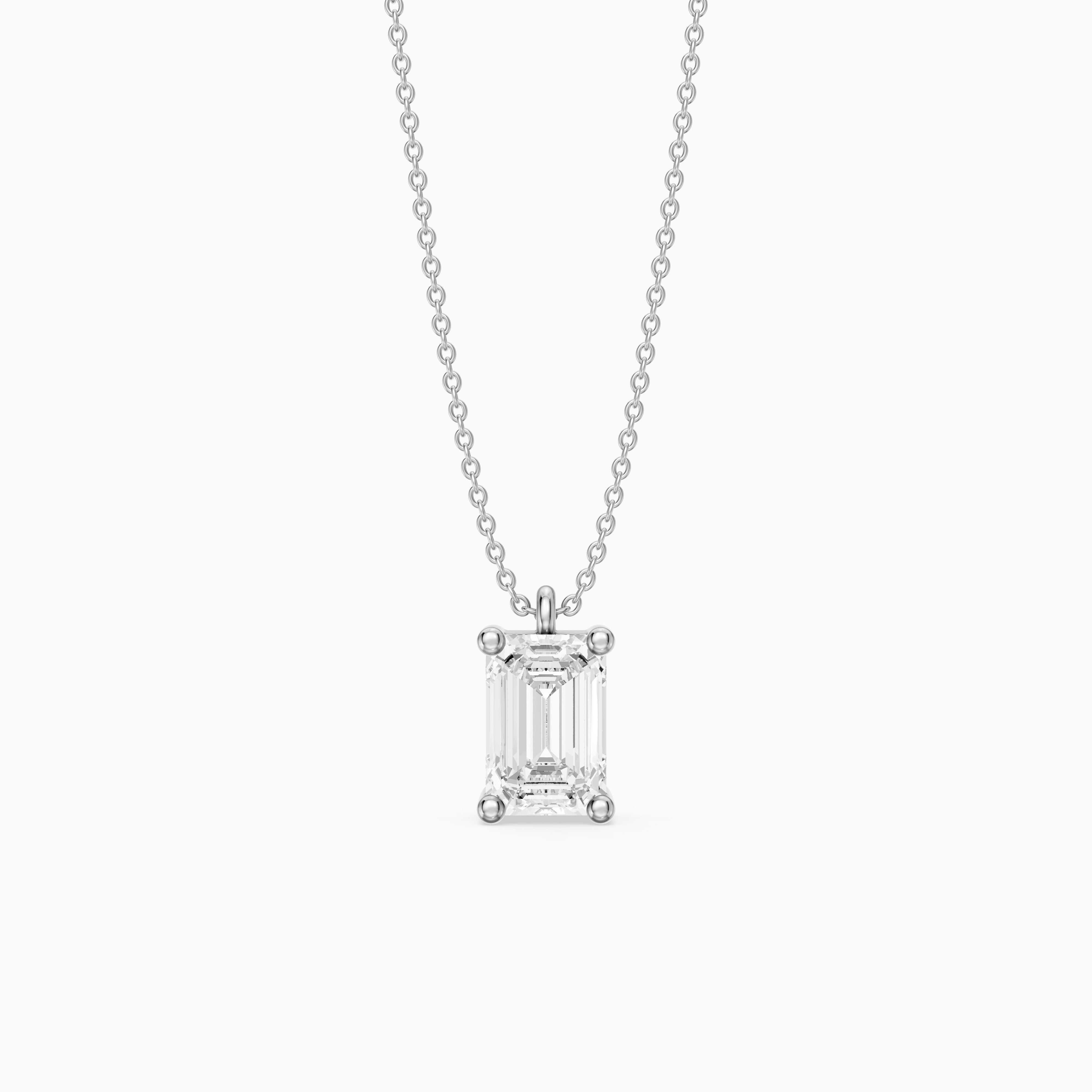 Paige Emerald Shape Lab Grown Diamond Solitaire Pendant