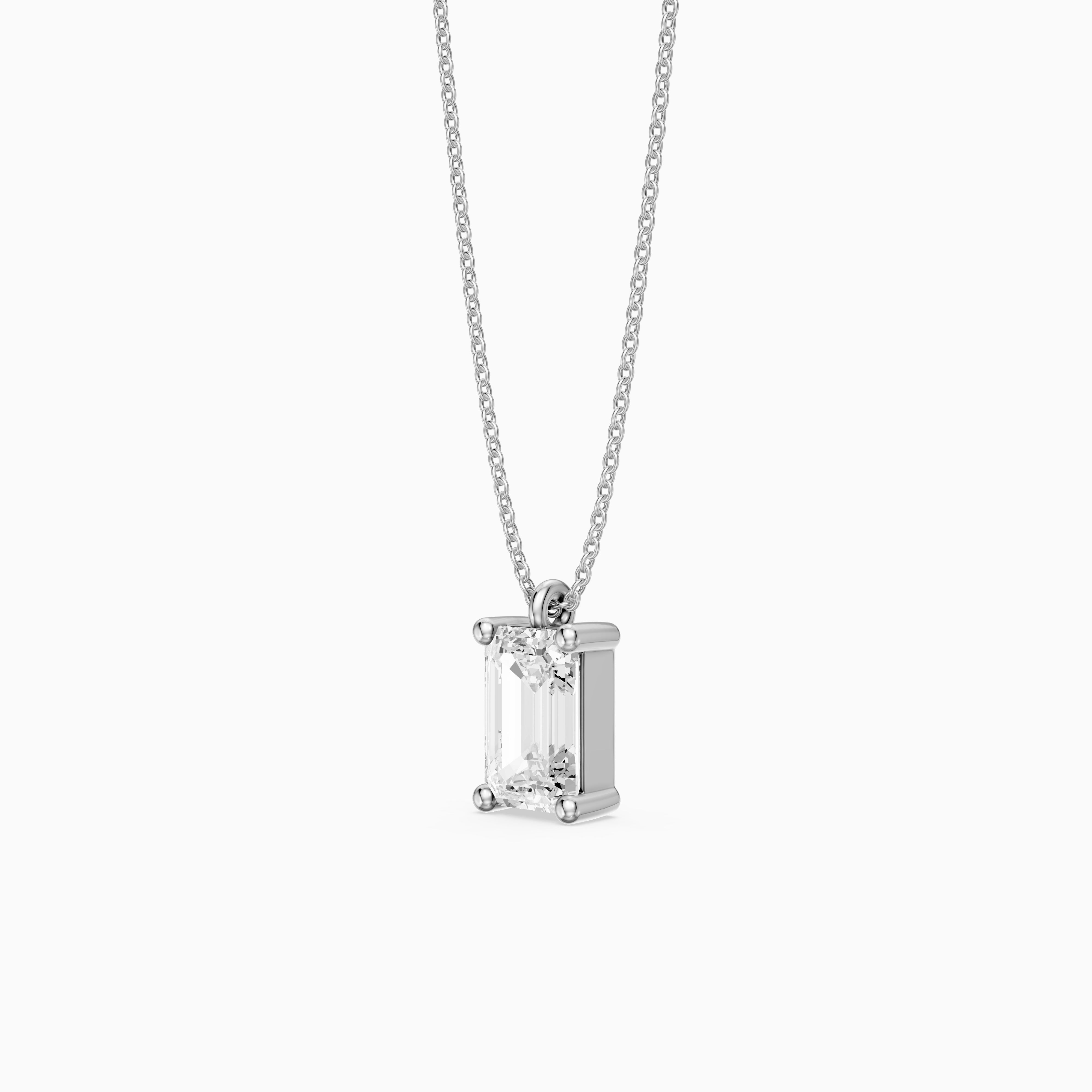 Paige Emerald Shape Lab Grown Diamond Solitaire Pendant