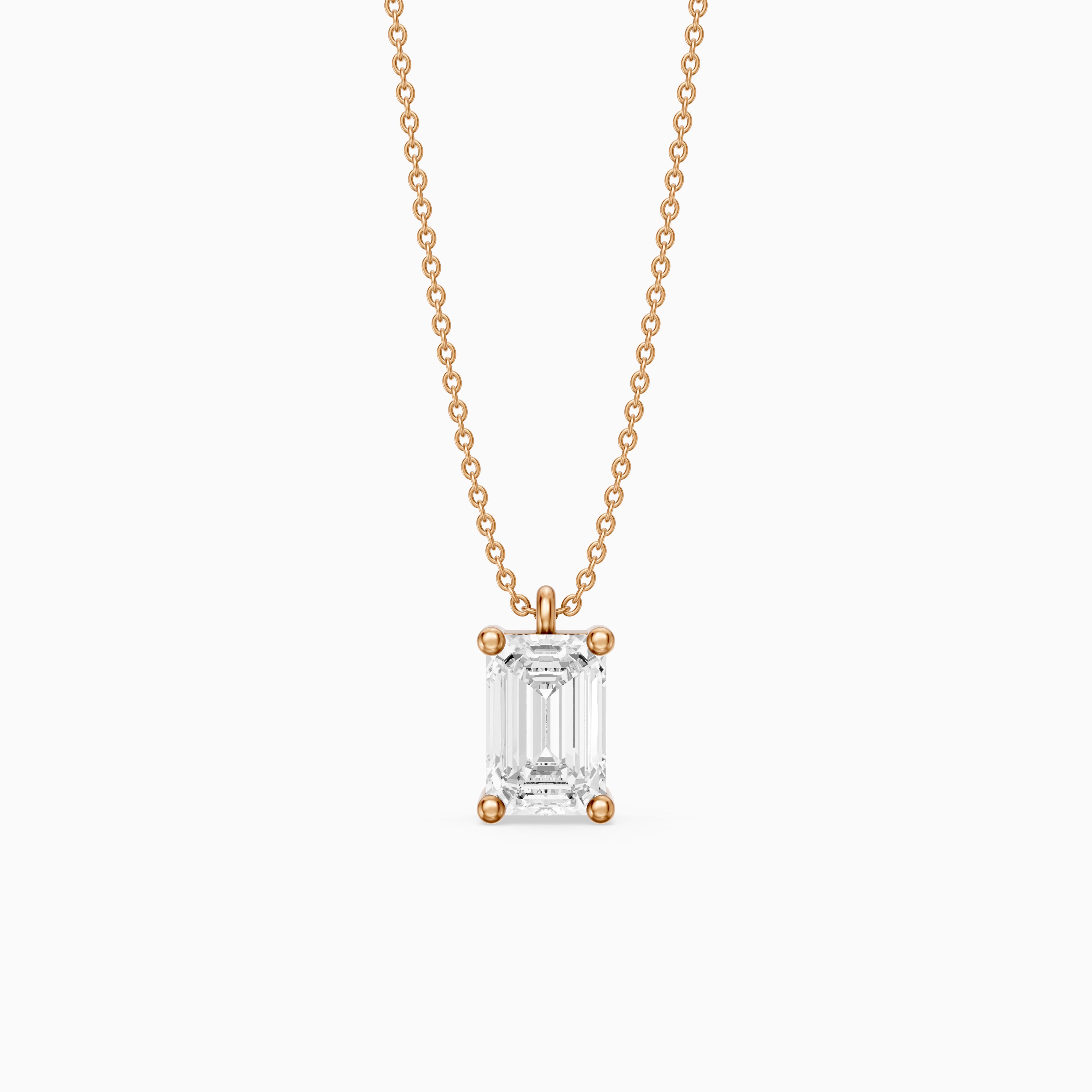 Paige Emerald Shape Lab Grown Diamond Solitaire Pendant