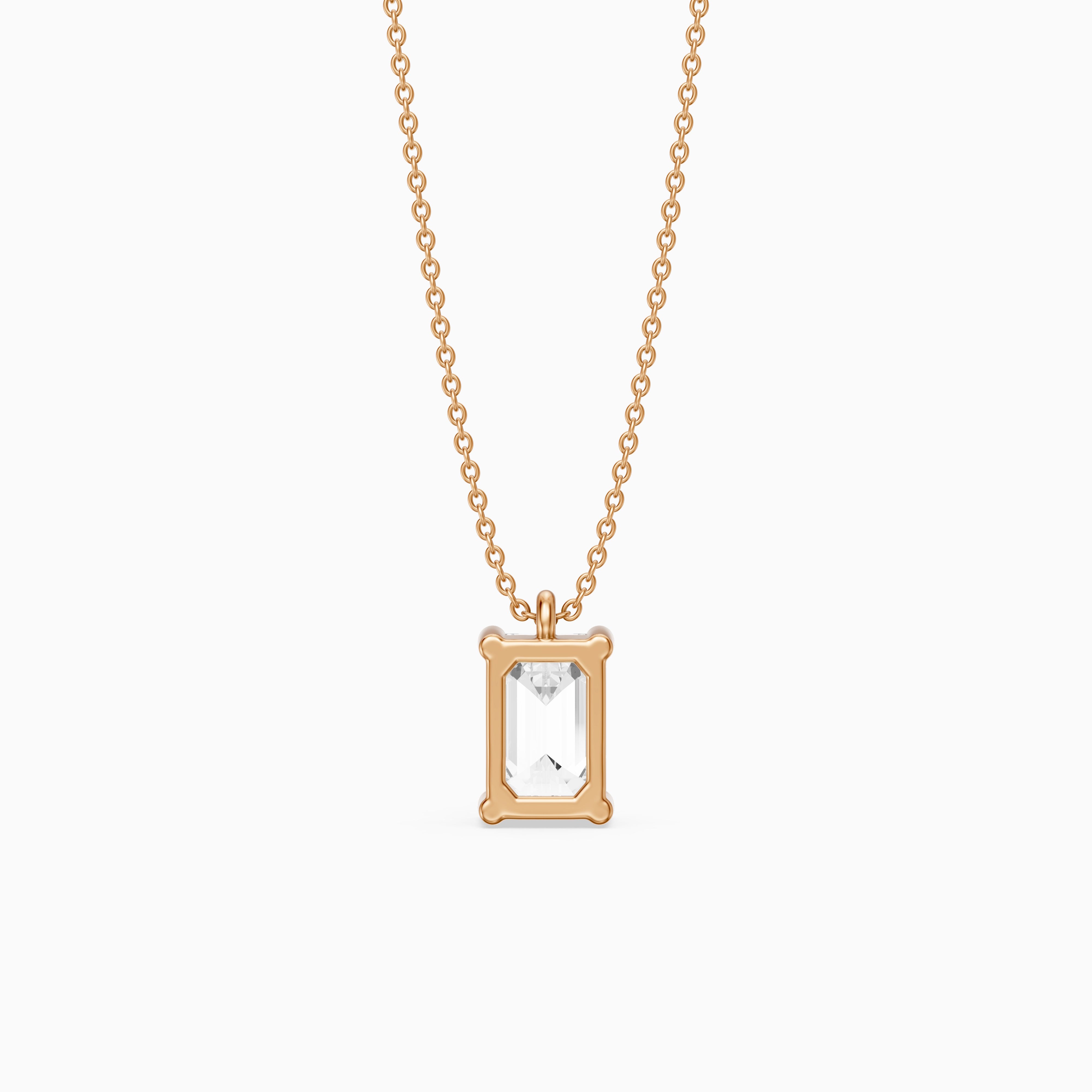 Paige Emerald Shape Lab Grown Diamond Solitaire Pendant