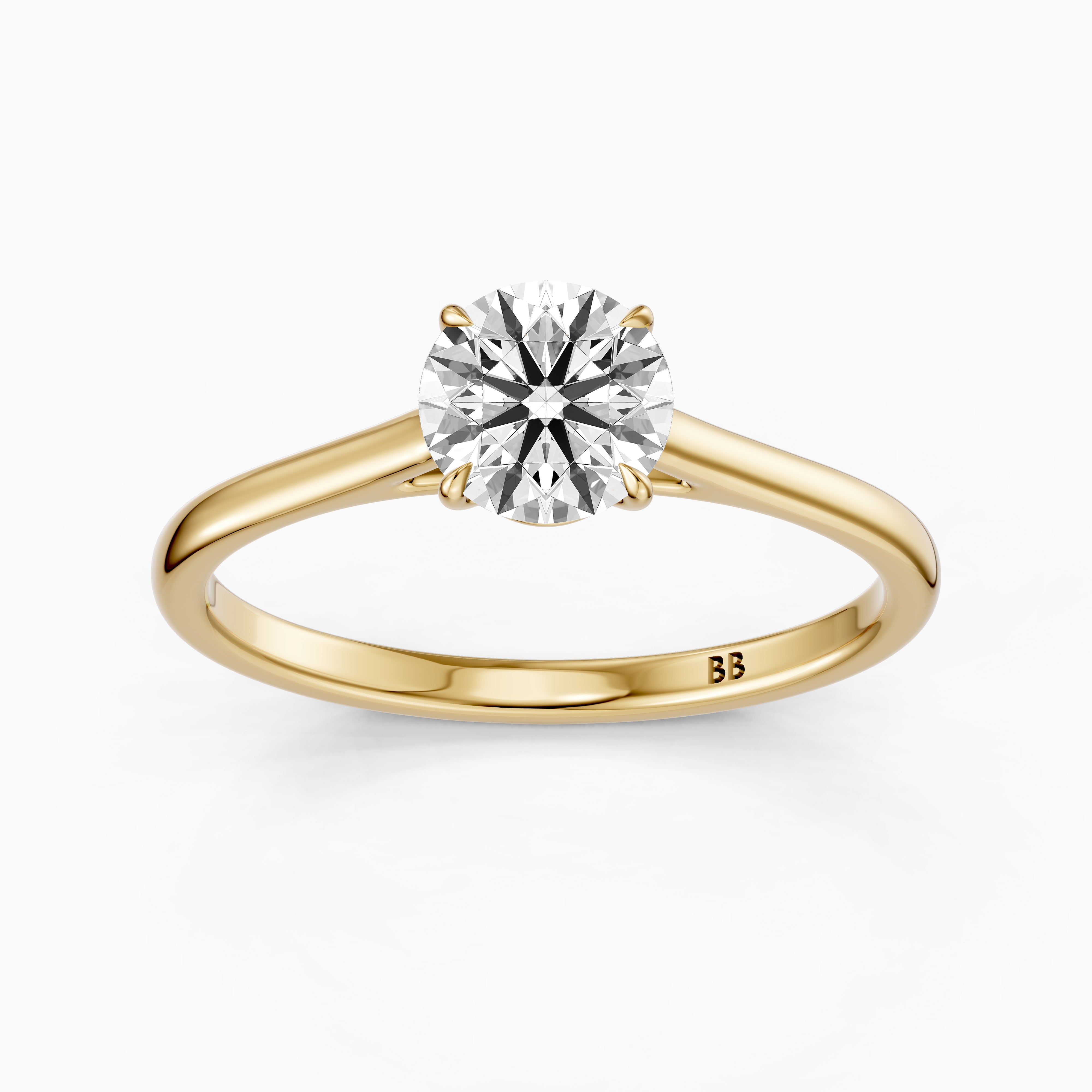Aubria Round Cut Solitaire Cathedral Style Moissanite Diamond Ring