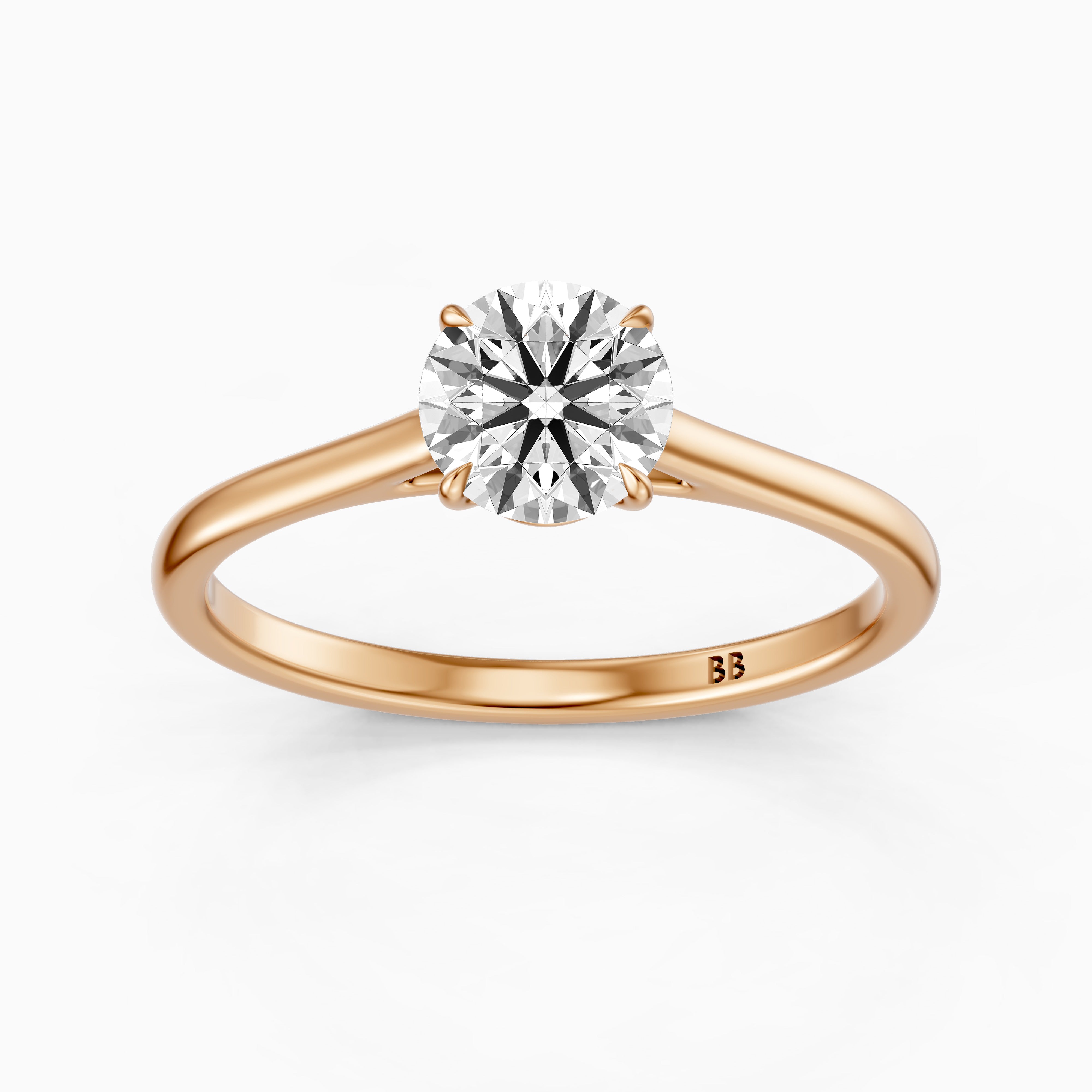 Aubria Round Cut Solitaire Cathedral Style Moissanite Diamond Ring