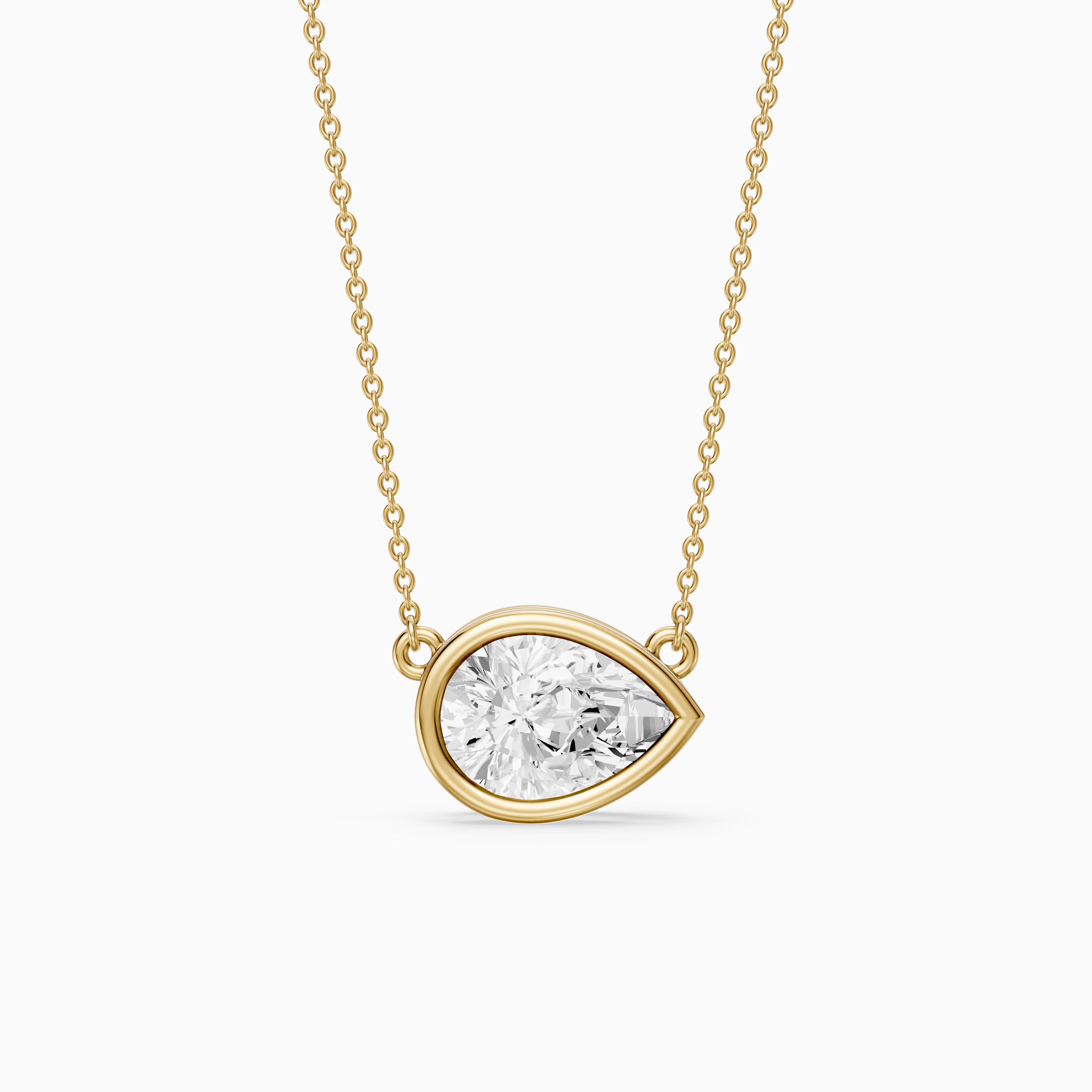 Sydney East West Pear Shape Lab Grown Diamond Bezel Pendant