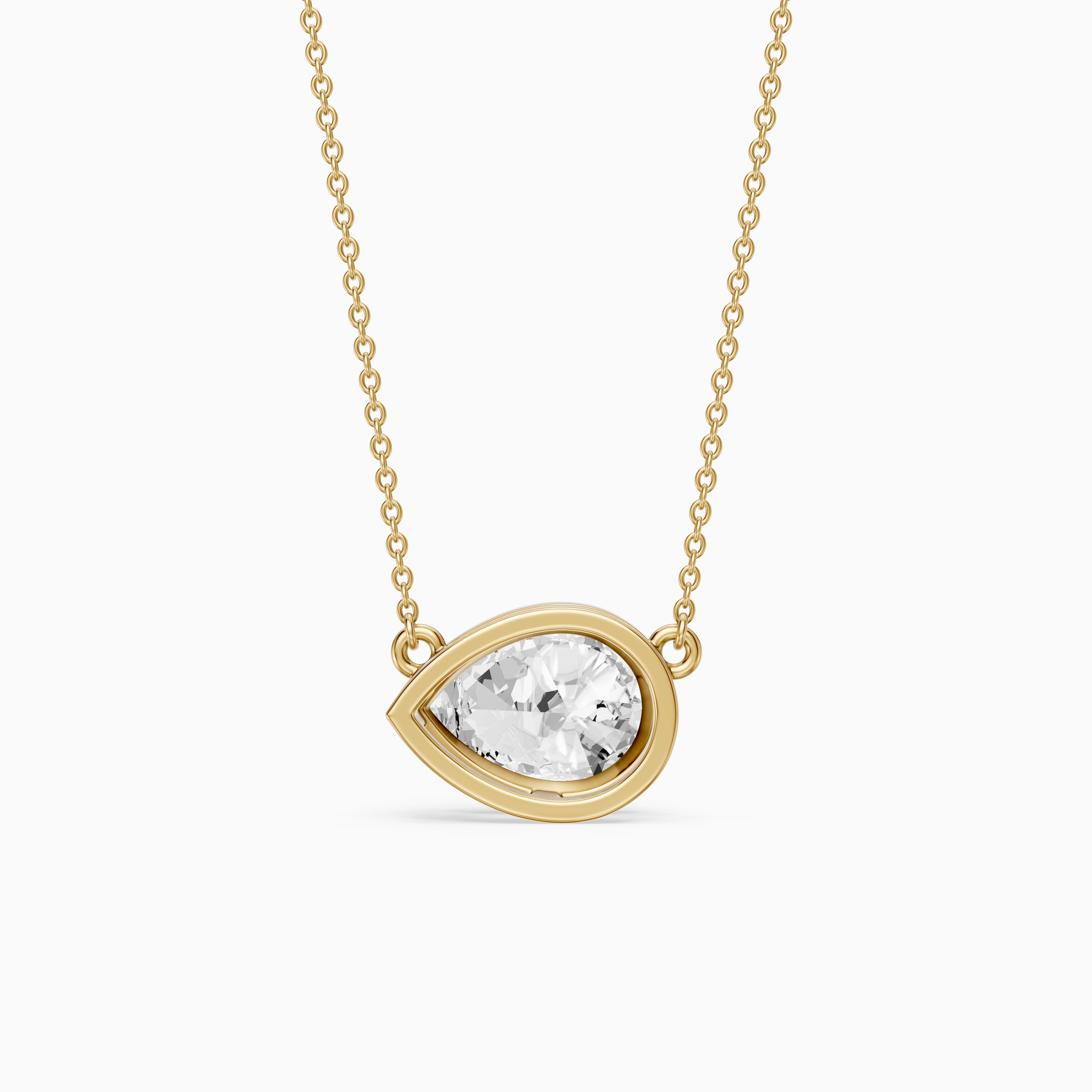 Sydney East West Pear Shape Lab Grown Diamond Bezel Pendant