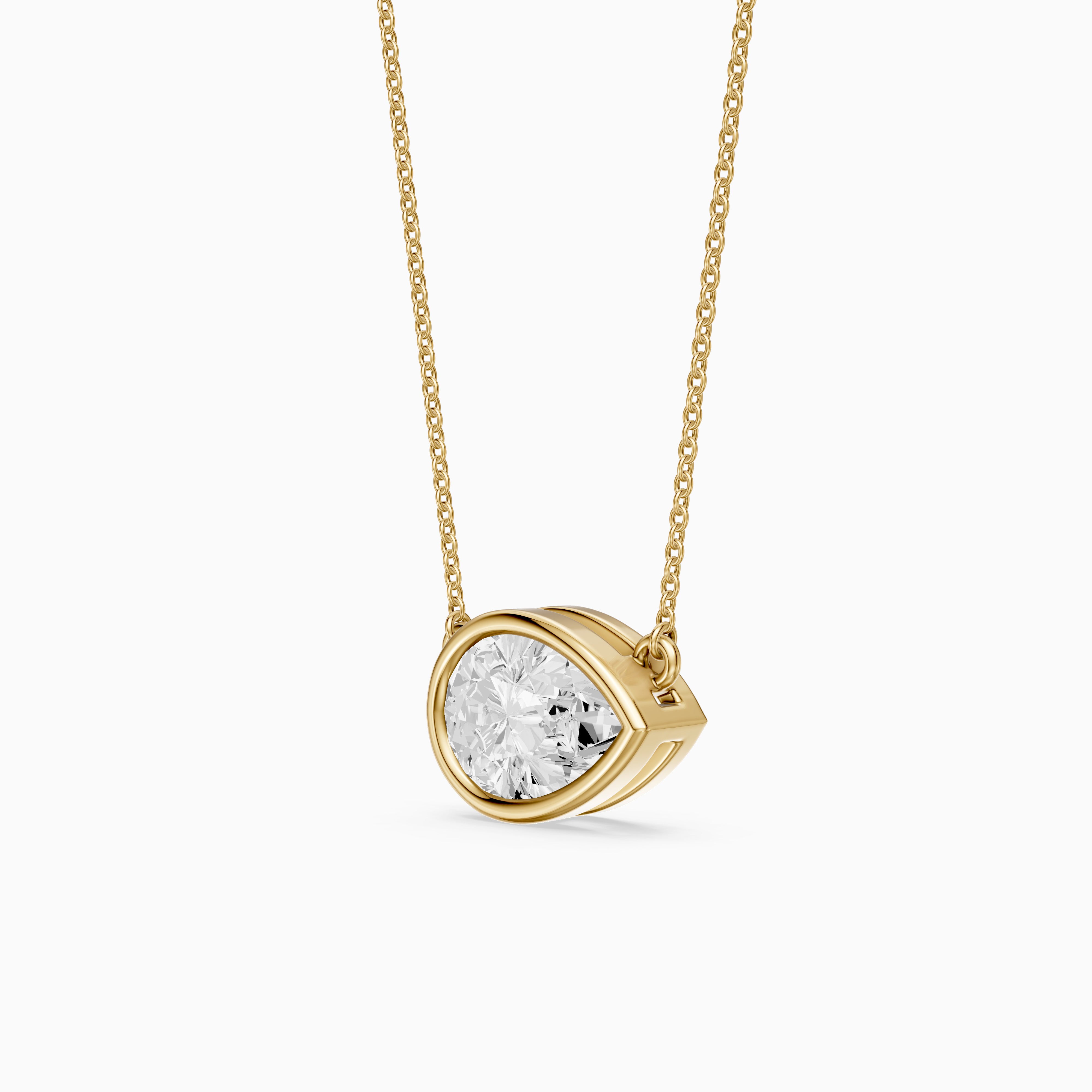 Sydney East West Pear Shape Lab Grown Diamond Bezel Pendant