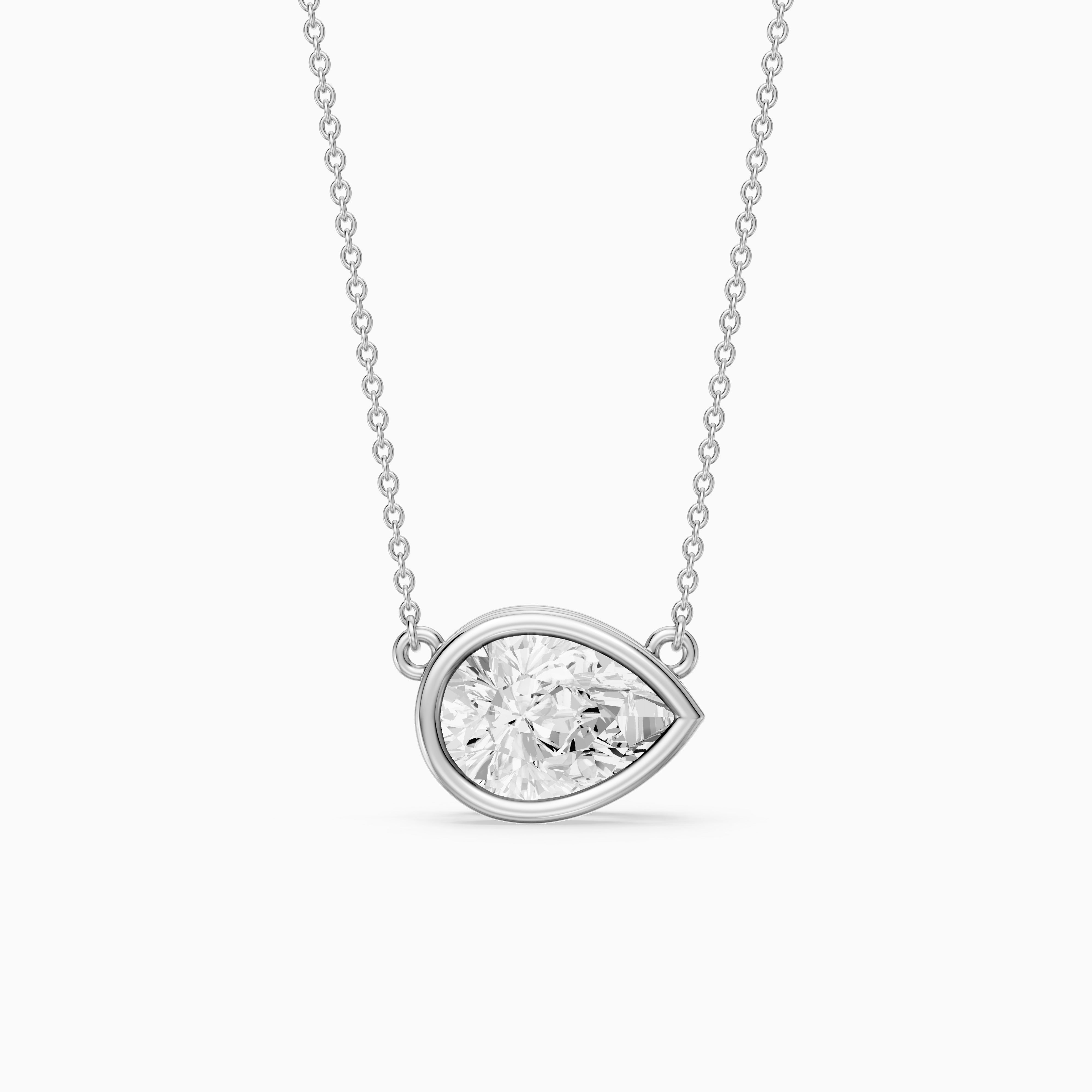 Sydney East West Pear Shape Lab Grown Diamond Bezel Pendant